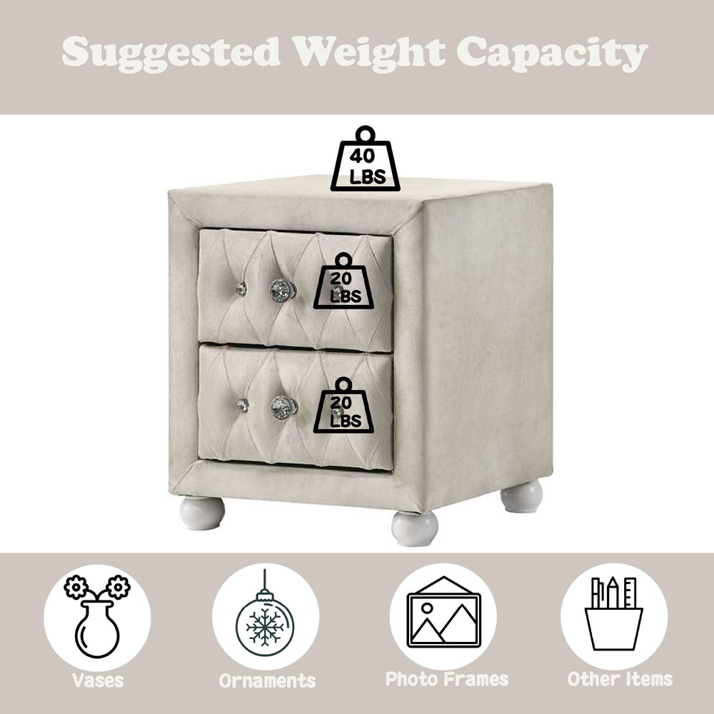 Reggie - Nightstand - Beige Fabric, beige, view 6