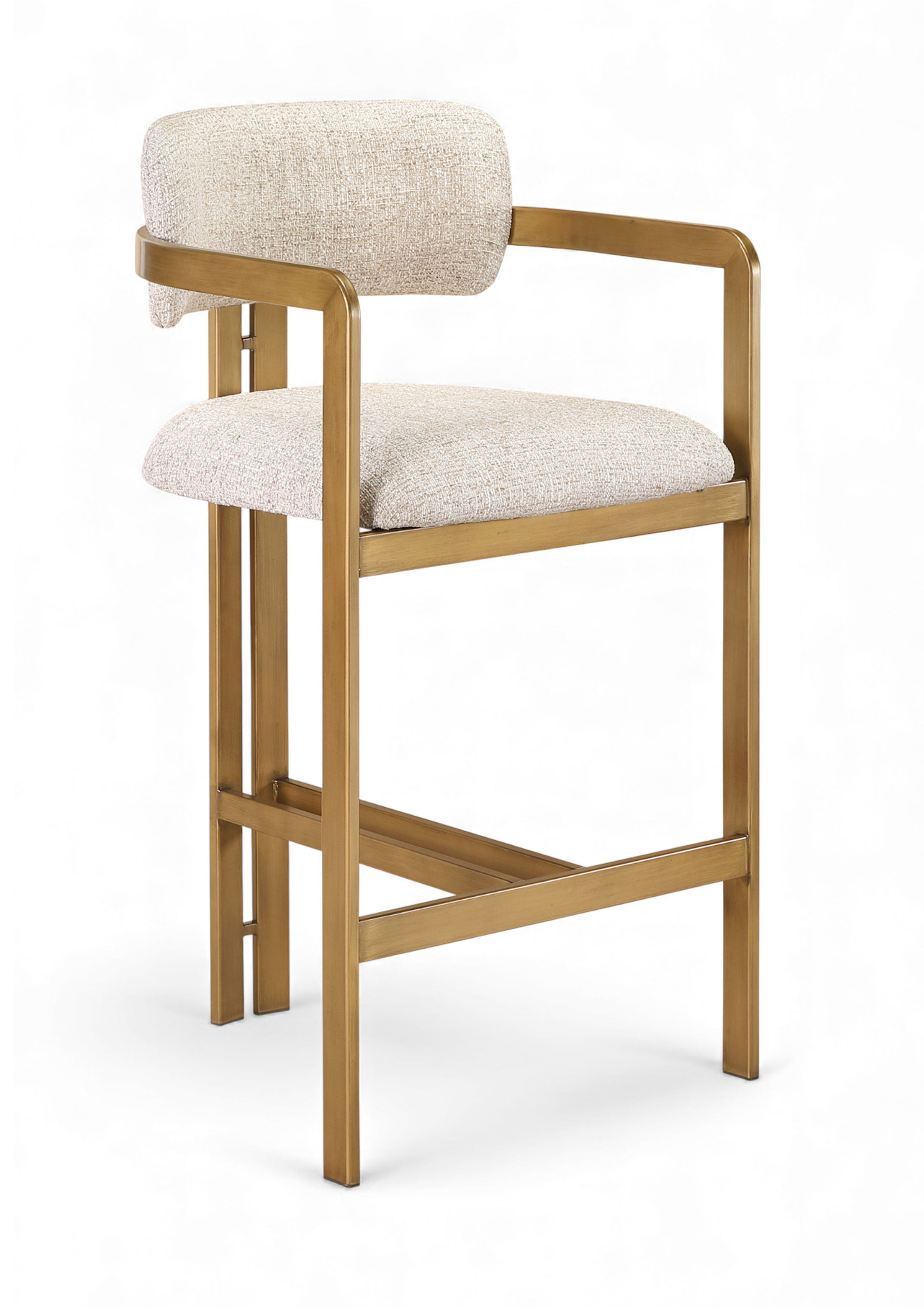 Aurum - Linen Textured Fabric Upholstered Counter Stool - Beige