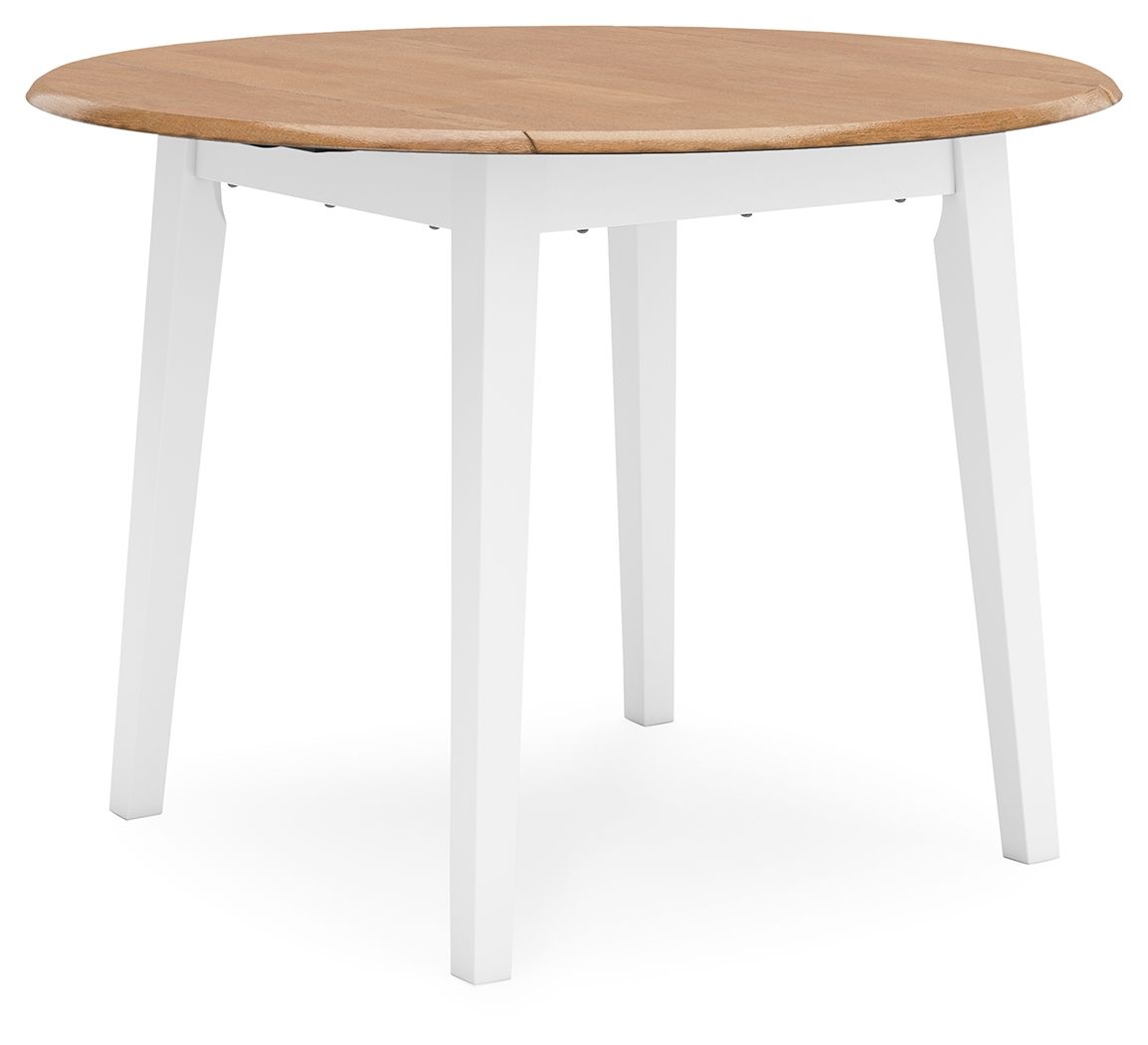 Ashley Furniture Gesthaven - 5 Pc. - Round Dining Room Drop Leaf Table, 4 Side Chairs - Natural / White - Image 2