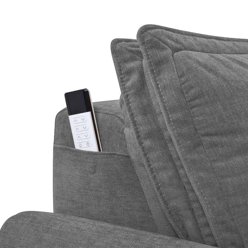 Eaden - Power Sofa With Sleeper - Gray Chenille, dark gray, view 6