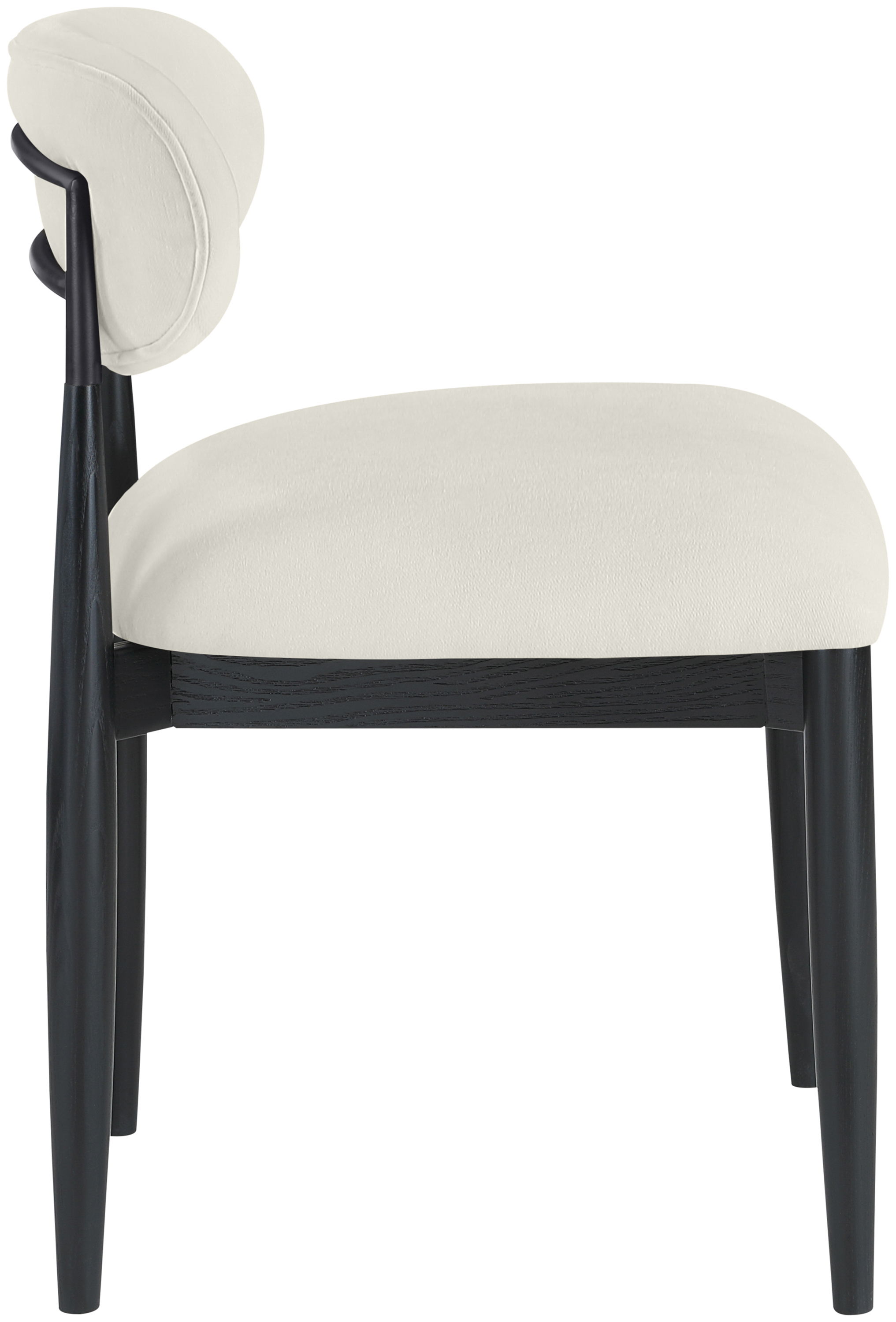 Riccio - Upholstered Dining Side Chair (Set of 2) With Black Legs - Cream