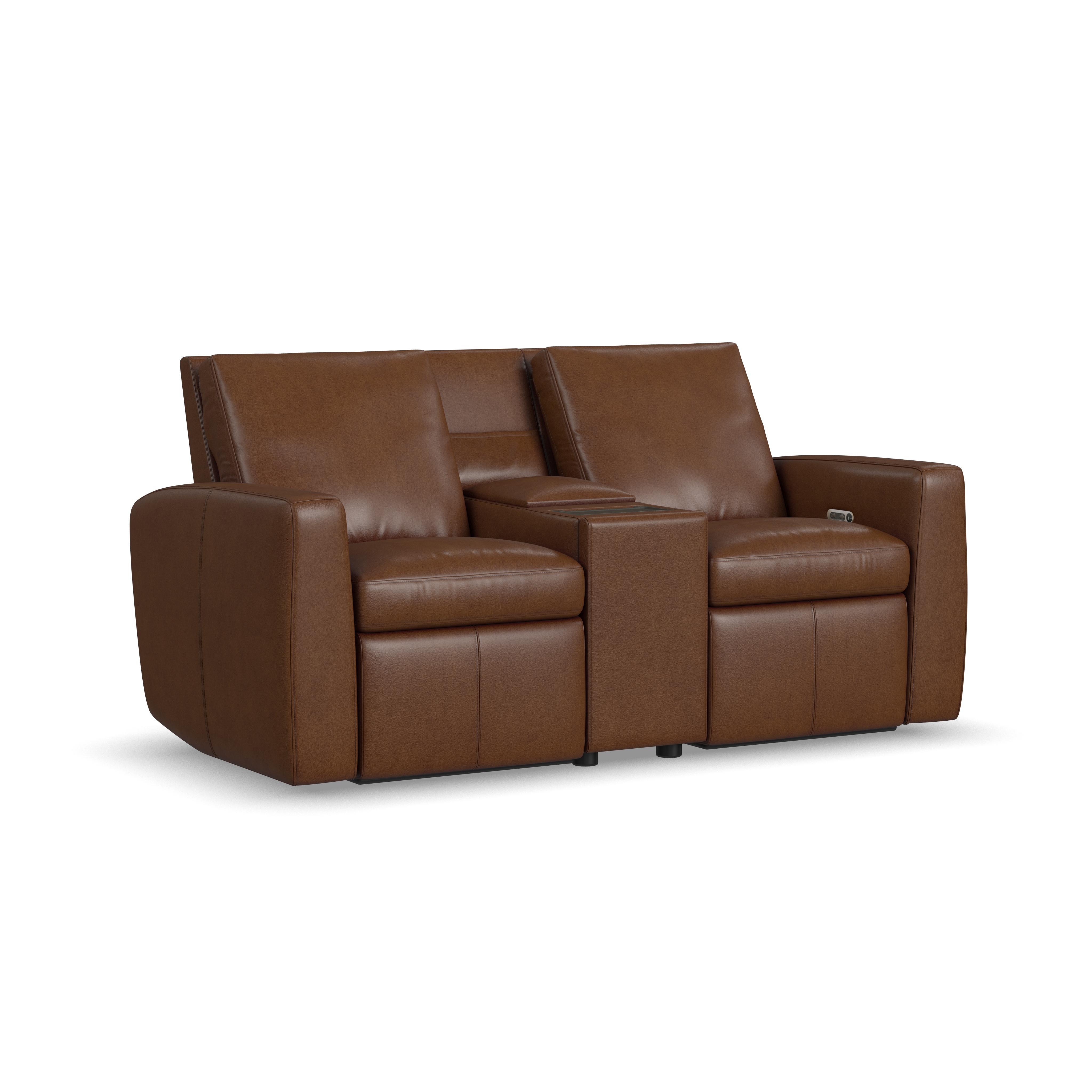Aria - Power Reclining Loveseat With Console - Sedona, dark brown