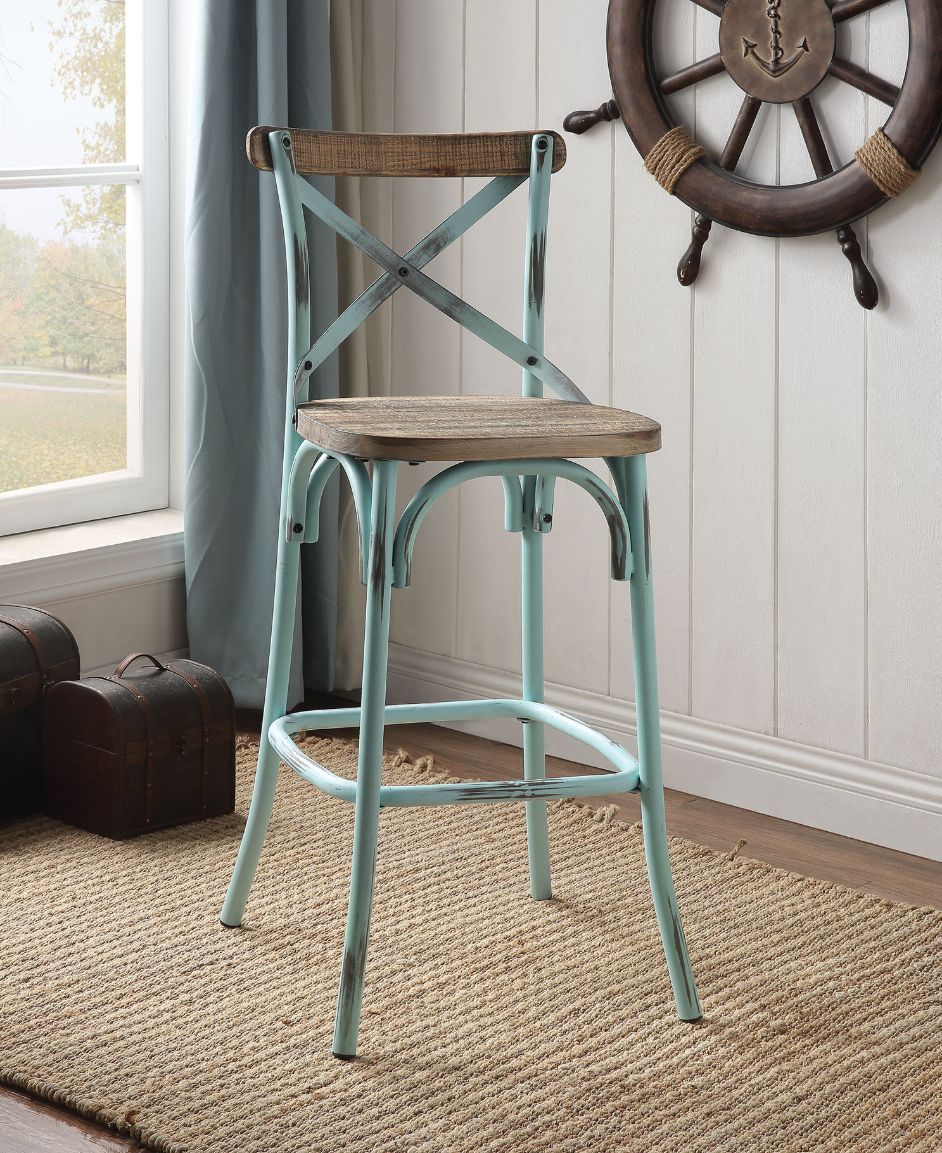 Zaire - Bar Chair - Antique Sky & Antique Oak, light blue