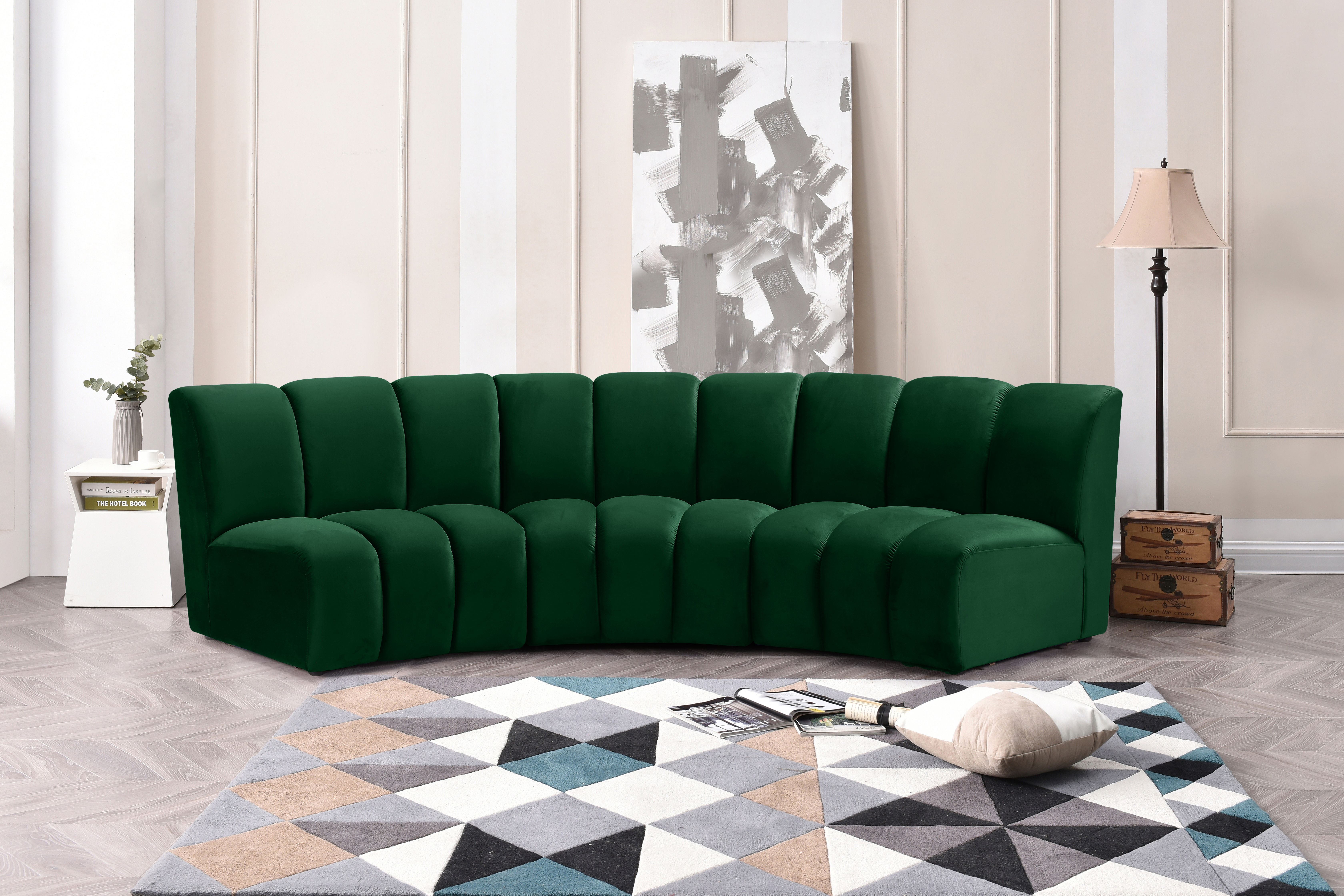 Infinity - 3 Piece Fabric Modular Sectional - Green