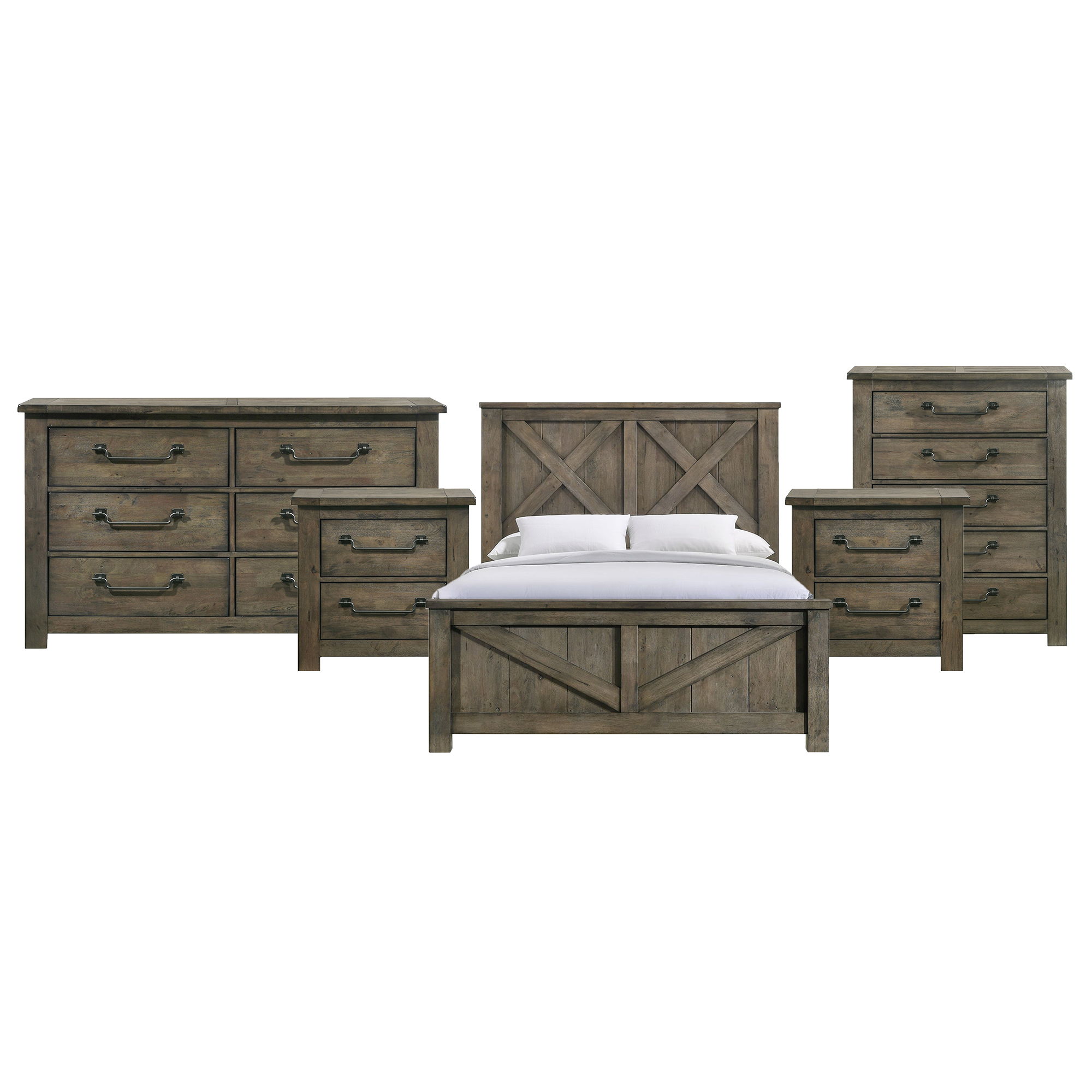 Queen · 5 Pc · Bedroom Set With 2 Nightstands, Dresser & Chest