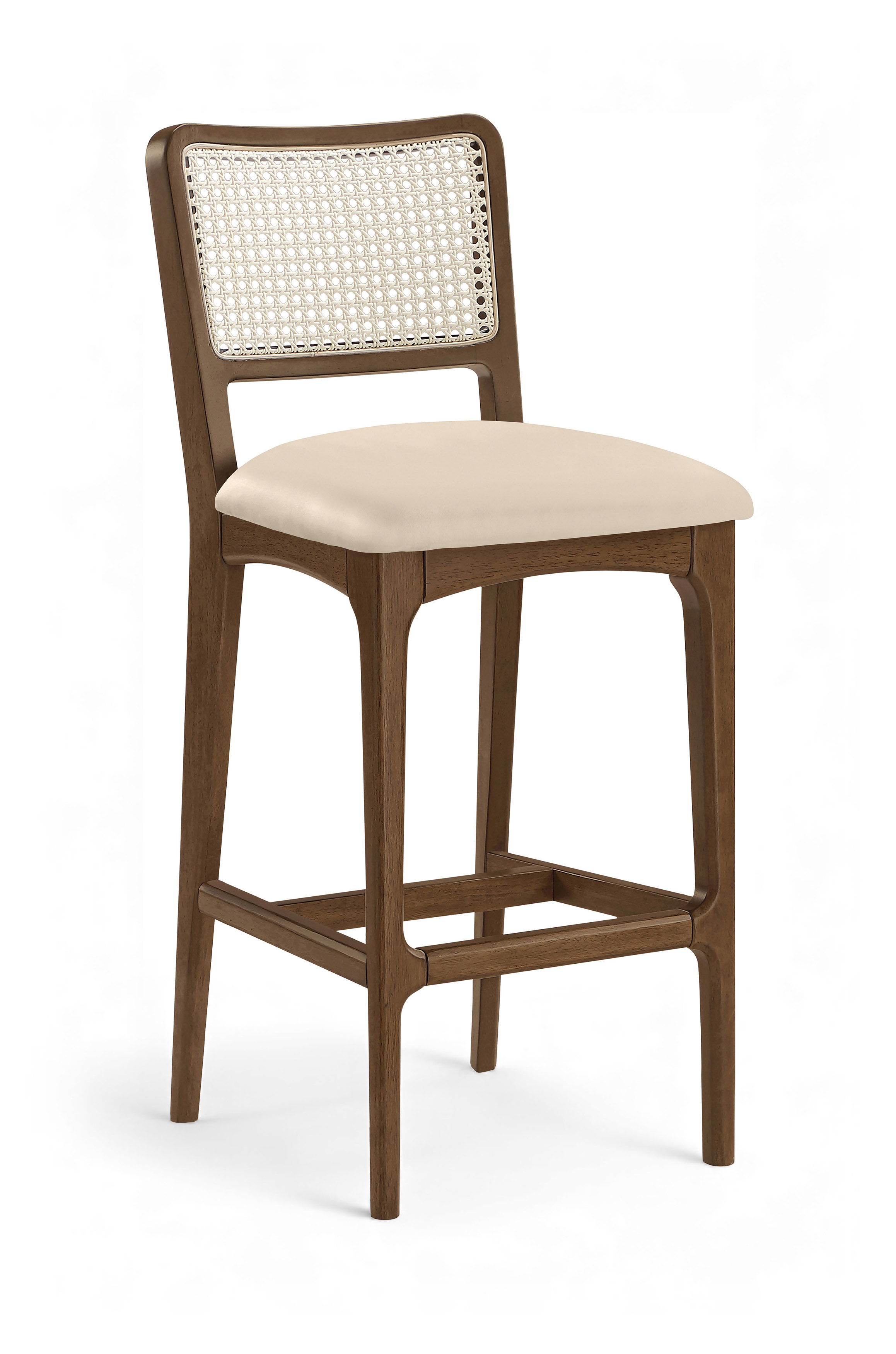 Atrium - Cane Back And Vegan Leather Upholstered Bar Stool (Set of 2) - Beige