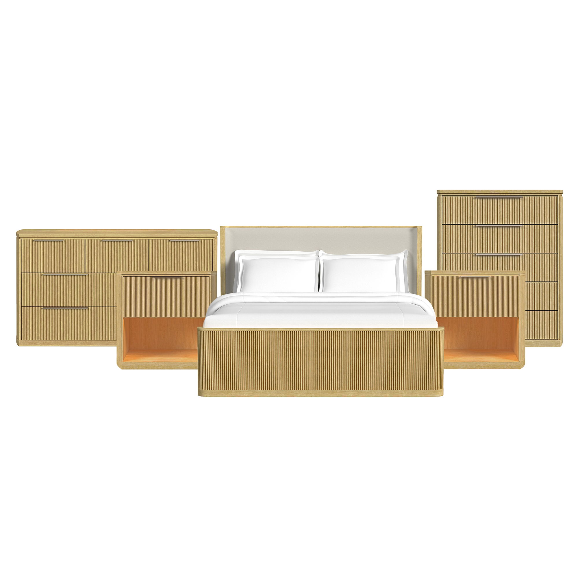 King · 5 Pc · Bedroom Set With 2 Nightstands, Dresser & Chest