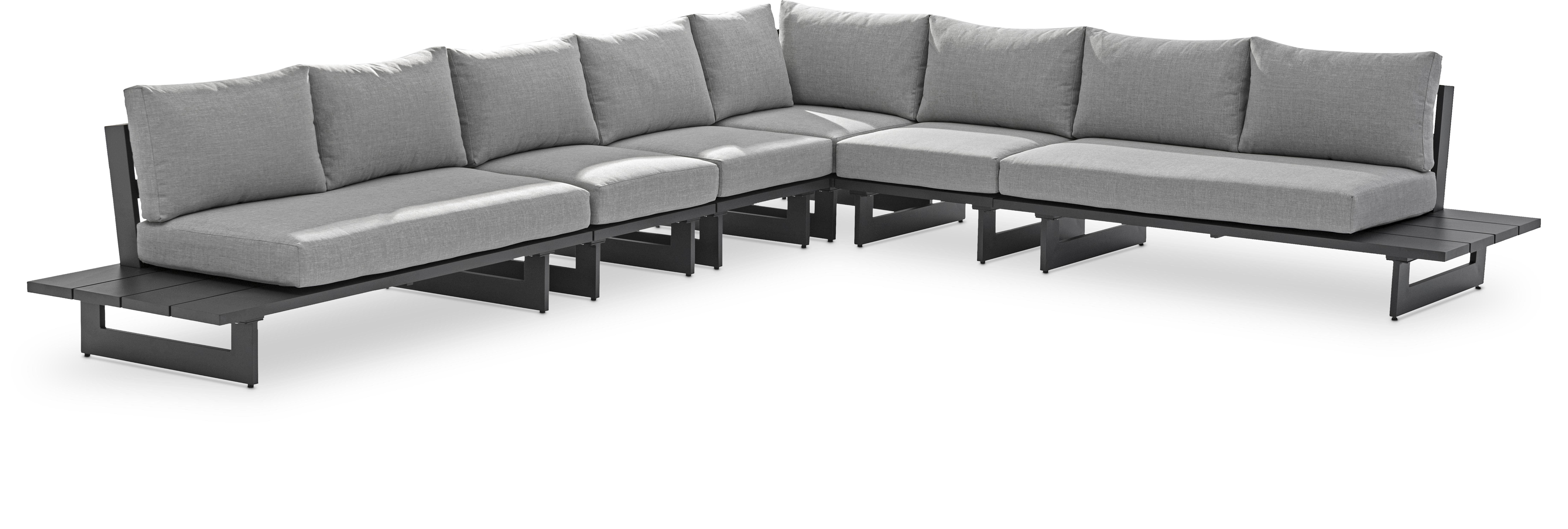 Maldives - 6 Piece Water Resistant Outdoor Patio Modular Corner Sectional With Gray Base - Gray