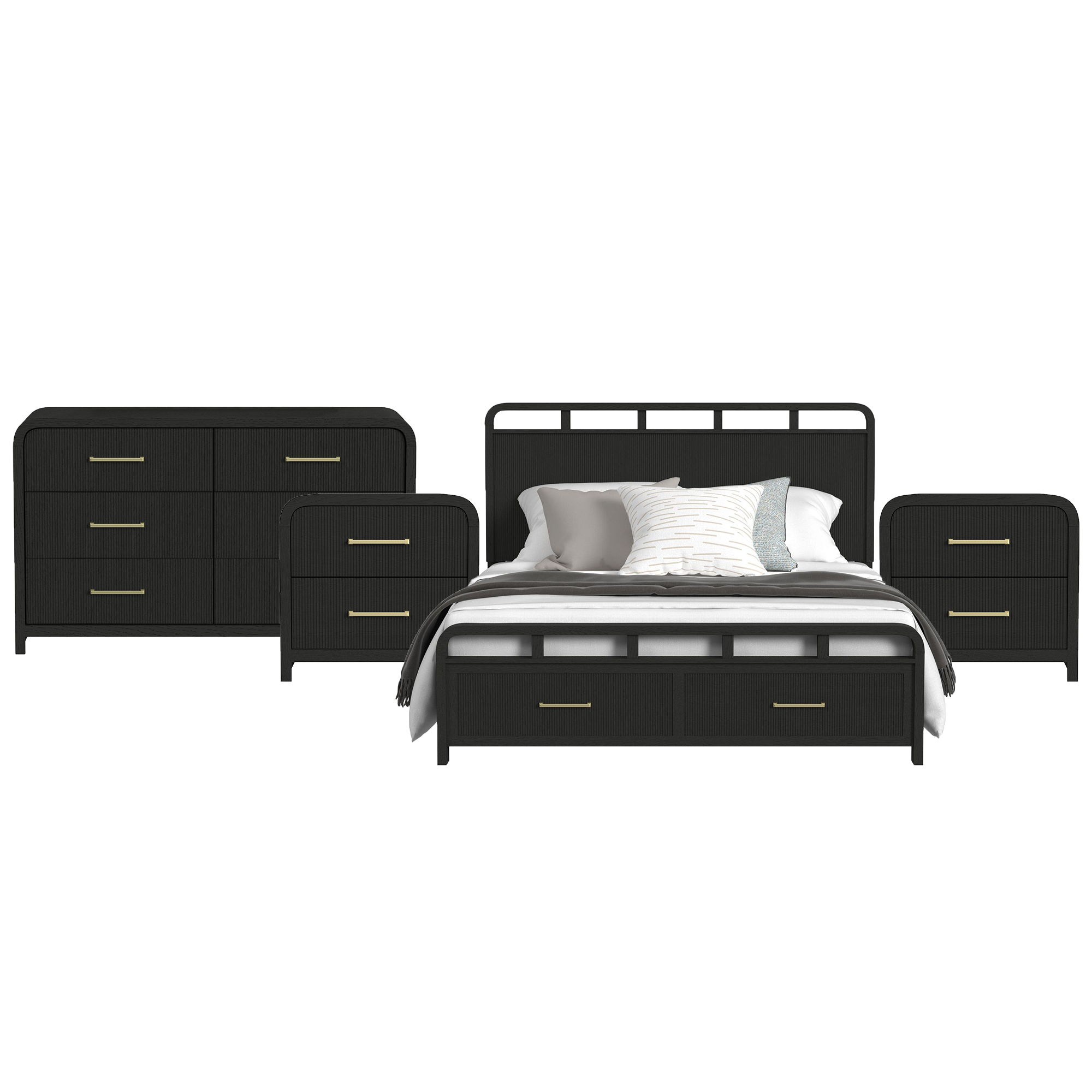 King · 4 Pc · Bedroom Set With 2 Nightstands & Dresser