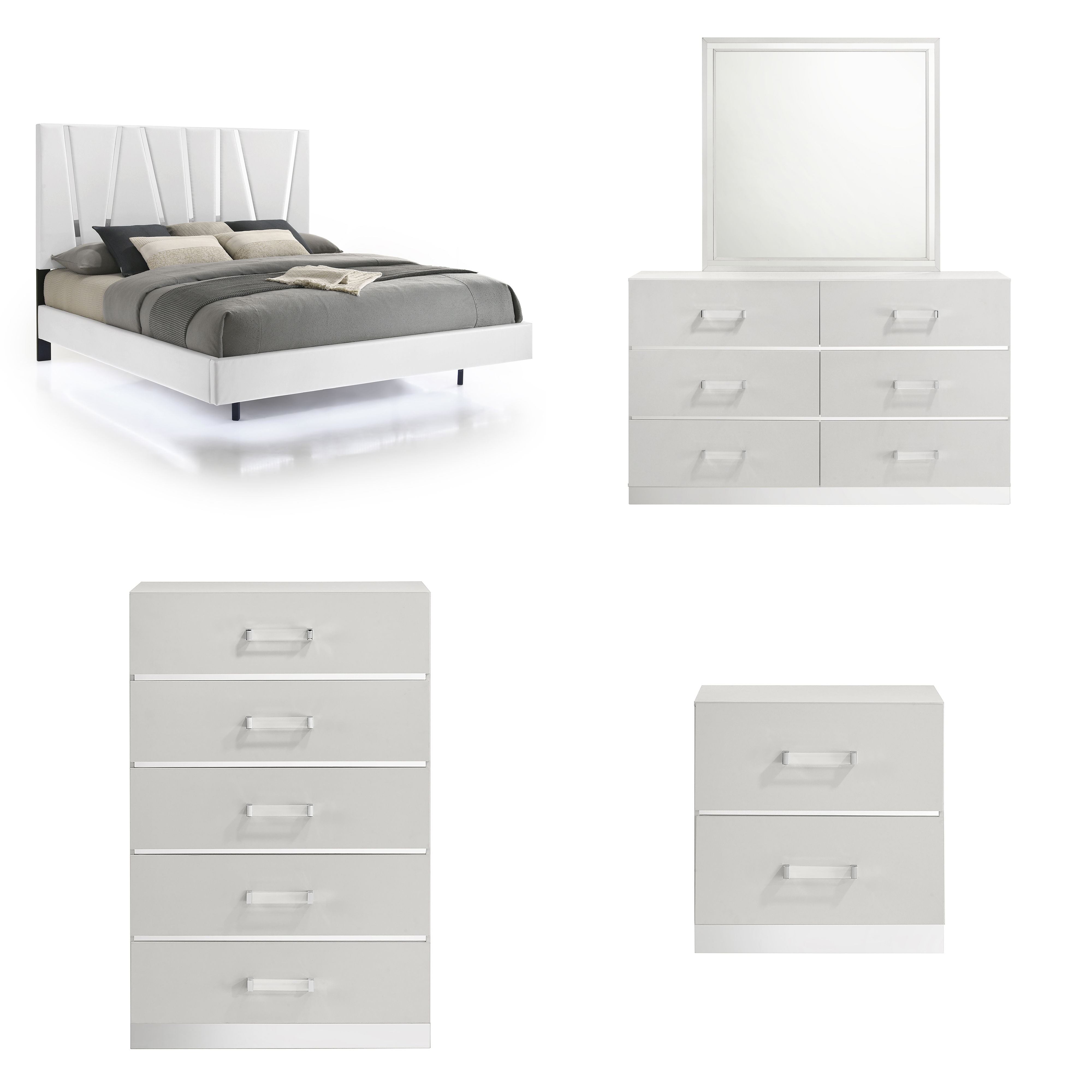 Eastern King · 5 Pc · Bed, Dresser, Mirror, Chest, Nightstand