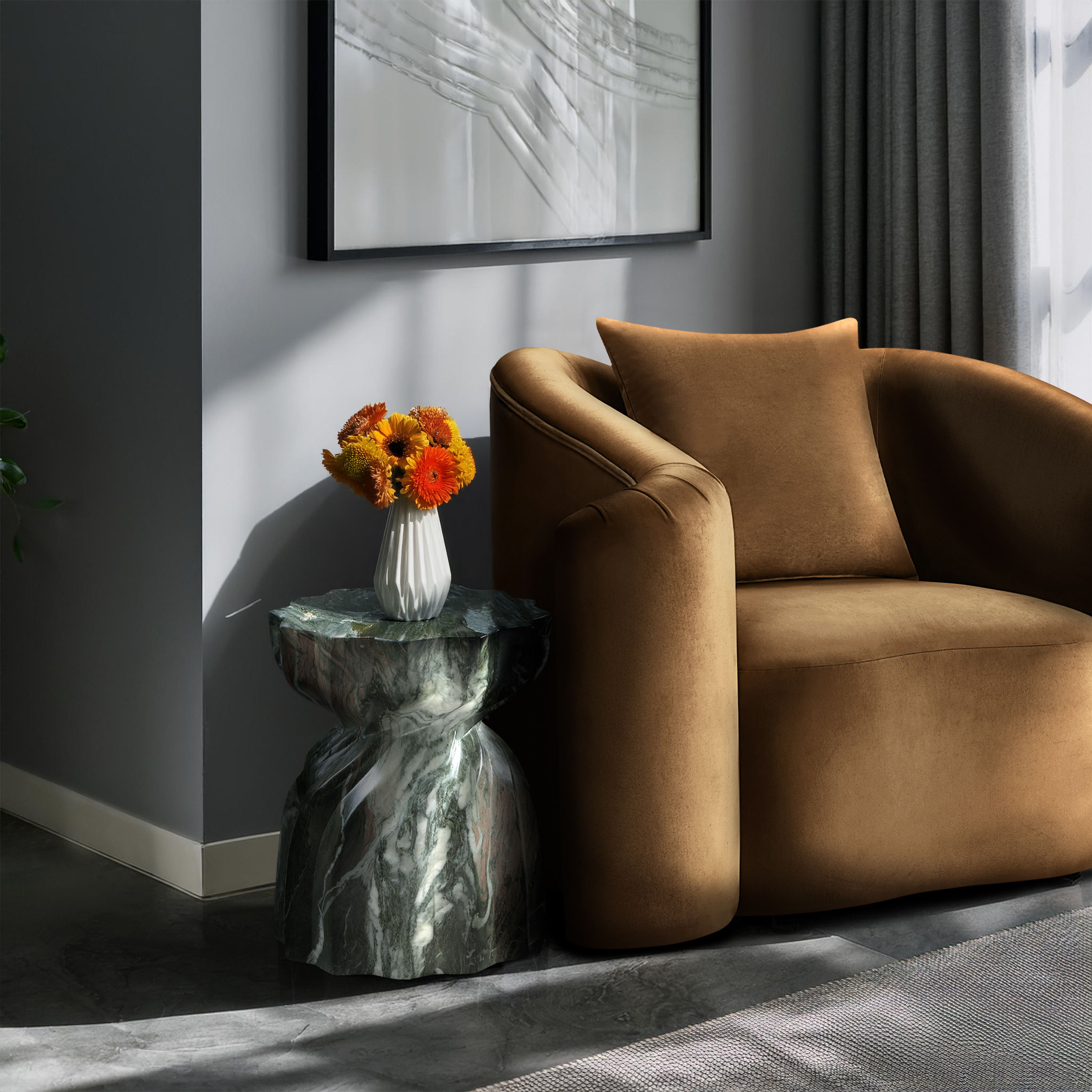 Caserta - Marble Finish Concrete End Table - Green