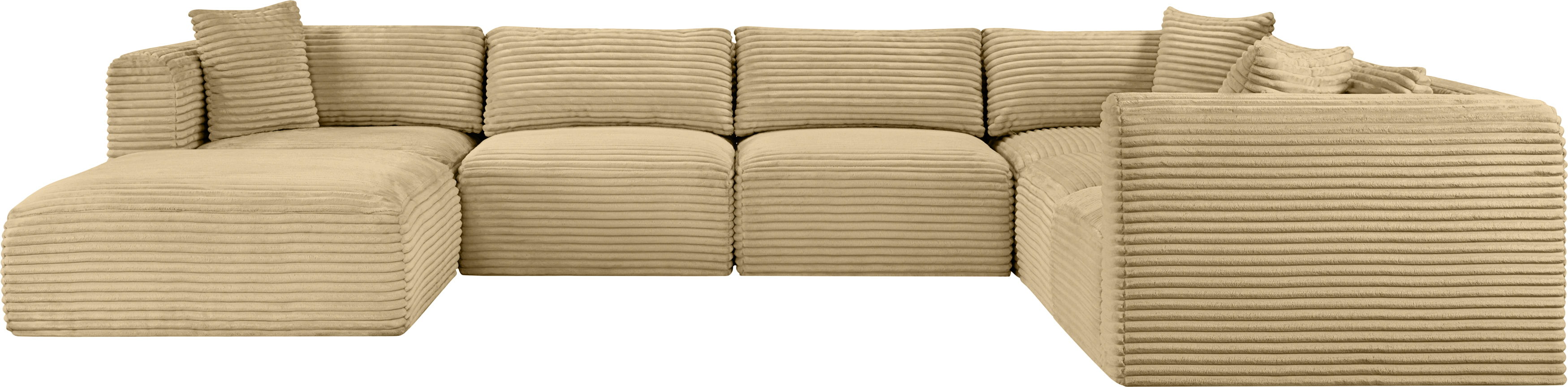 Shaggy - 7 Piece Modular U-Shaped Sectional With Ottoman - Camel
