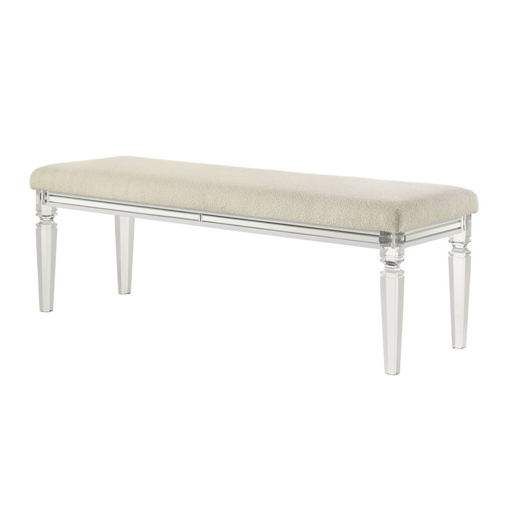 Tarian - Bench - Pearl White, silver, view 2