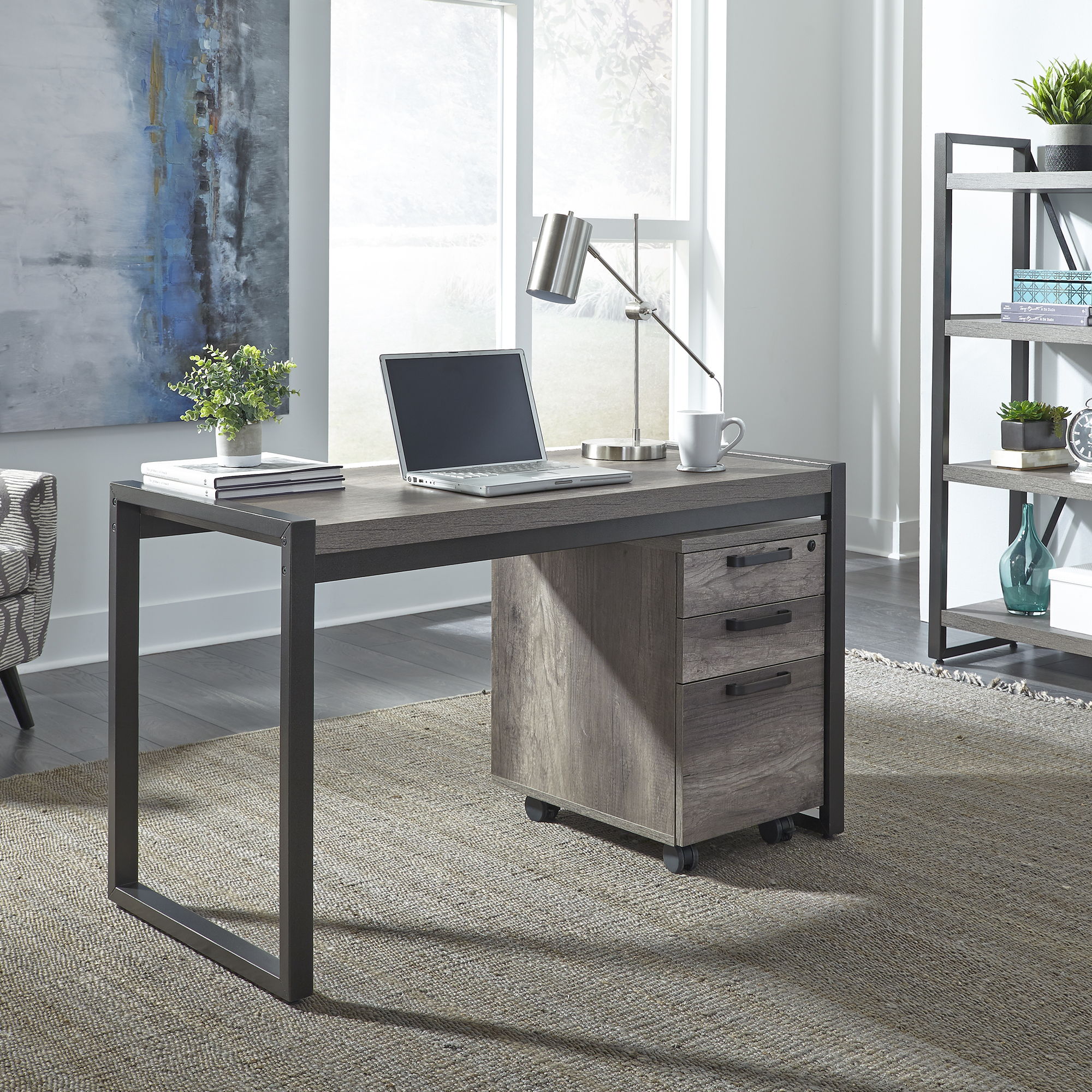 Liberty Furniture Tanners Creek - 2 Piece Home Office Desk Set - Dark Gray