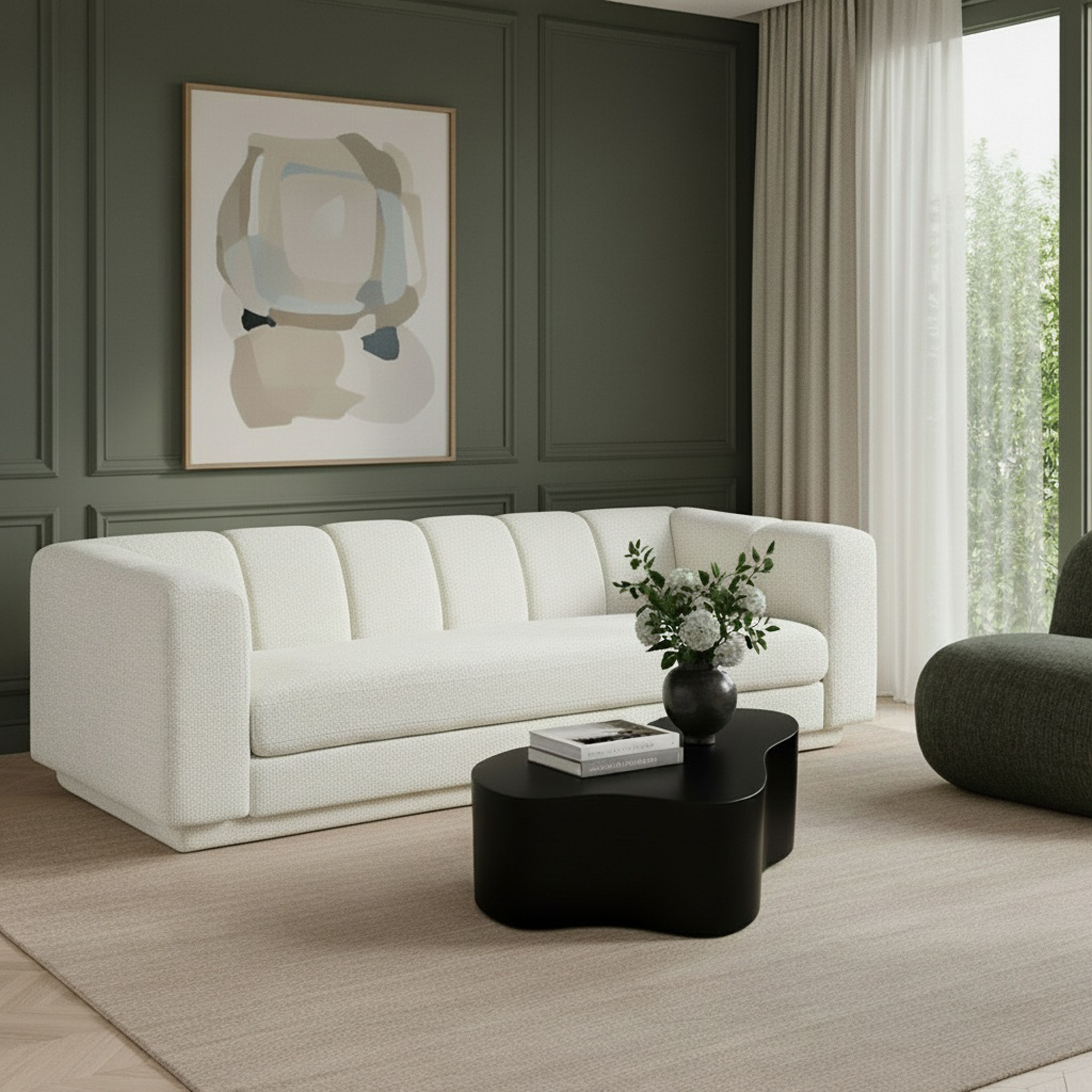 Modari - Fabric Upholstered Sofa - Cream