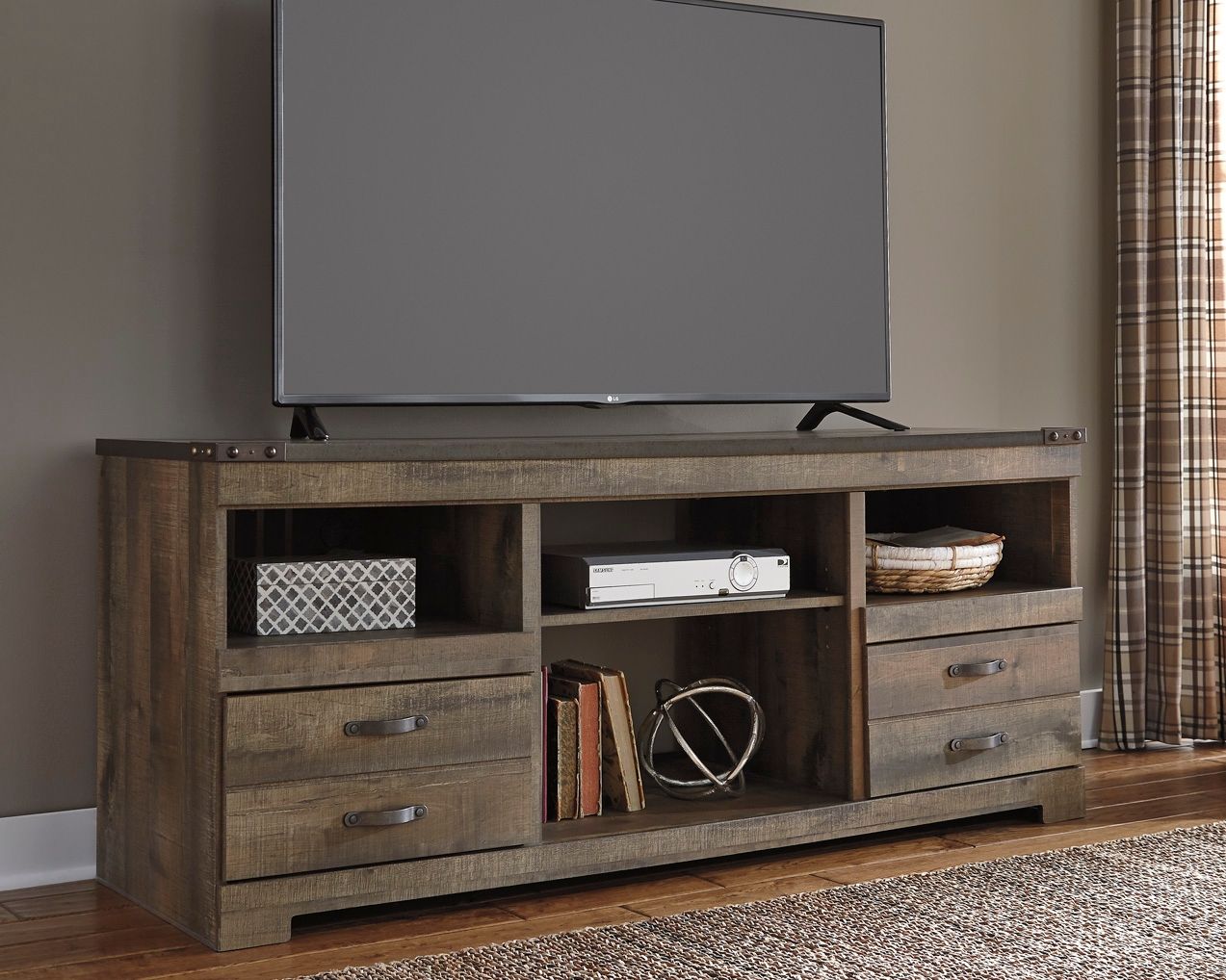 Trinell - 63" TV Stand W/Fireplace Option - Brown