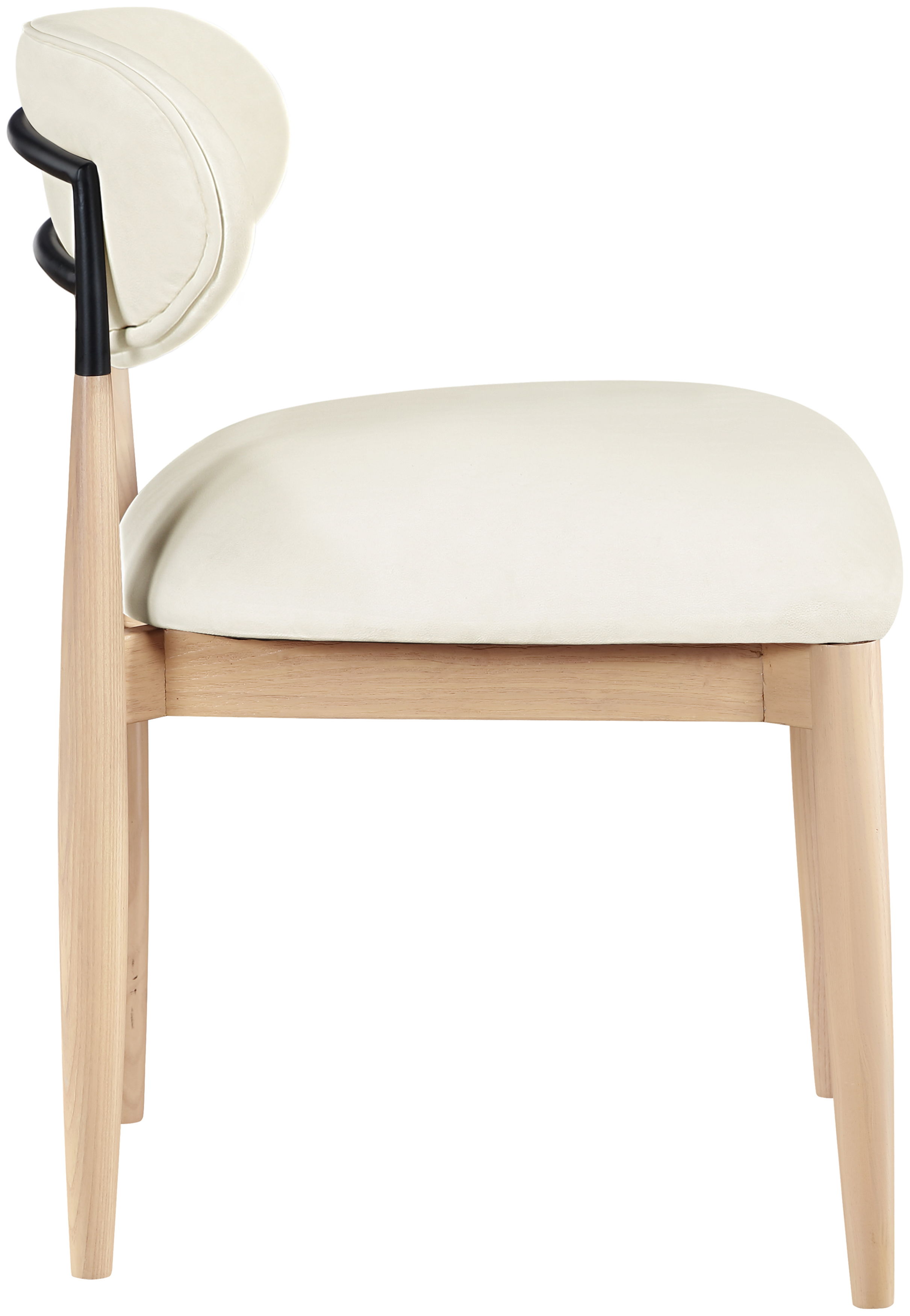 Riccio - Upholstered Dining Side Chair (Set of 2) With Light Brown Legs - Cream