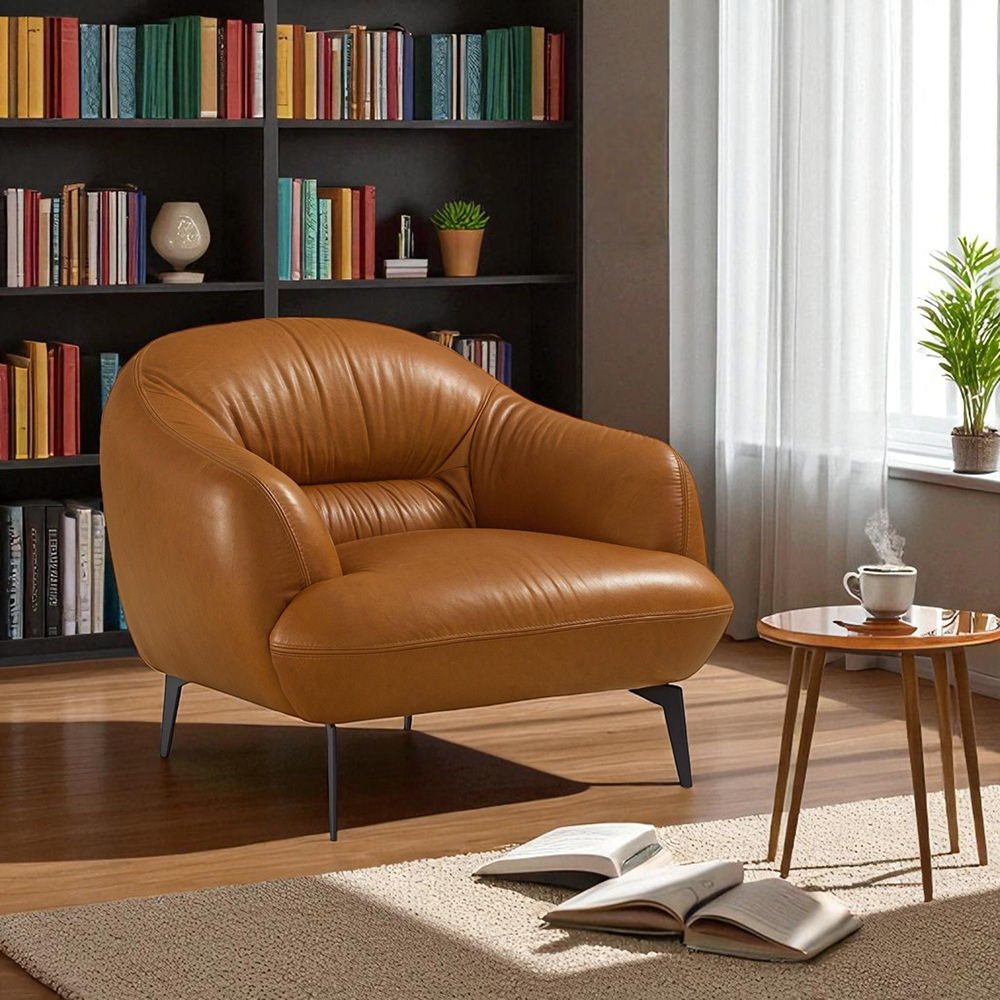 Leonia - Chair - Cognac Leather, dark brown, view 7