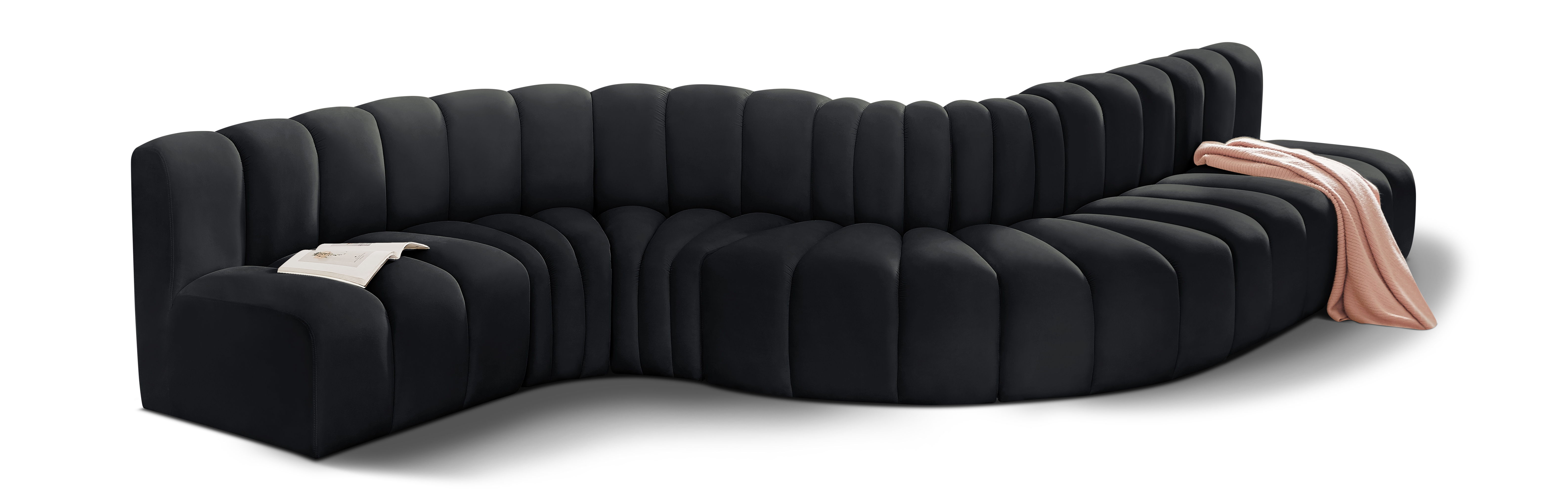 Arc - Velvet 7 Piece Modular Sofa - Black