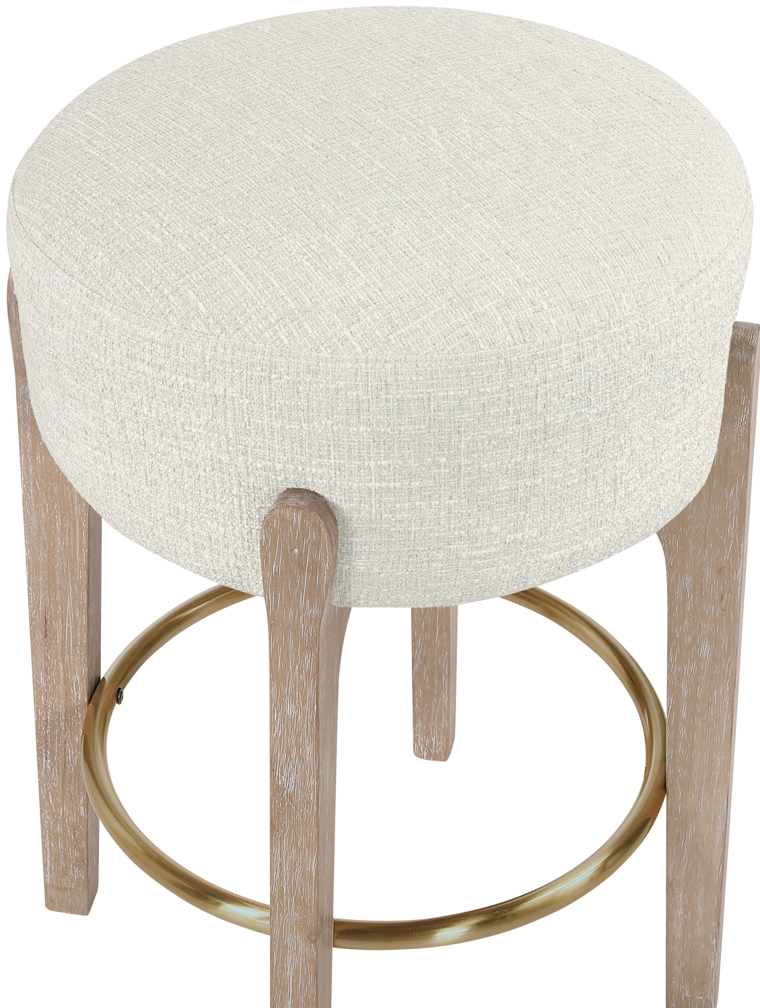 Torino - Fabric Upholstered Backless Counter Stool (Set of 2) - Cream / Brushed Natural