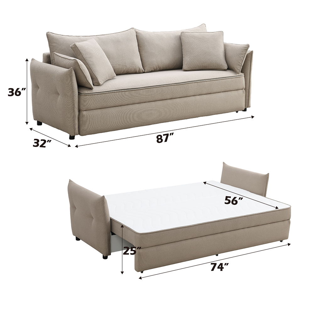 Irina - Sofa With Sleeper - Beige Fabric, beige, view 8