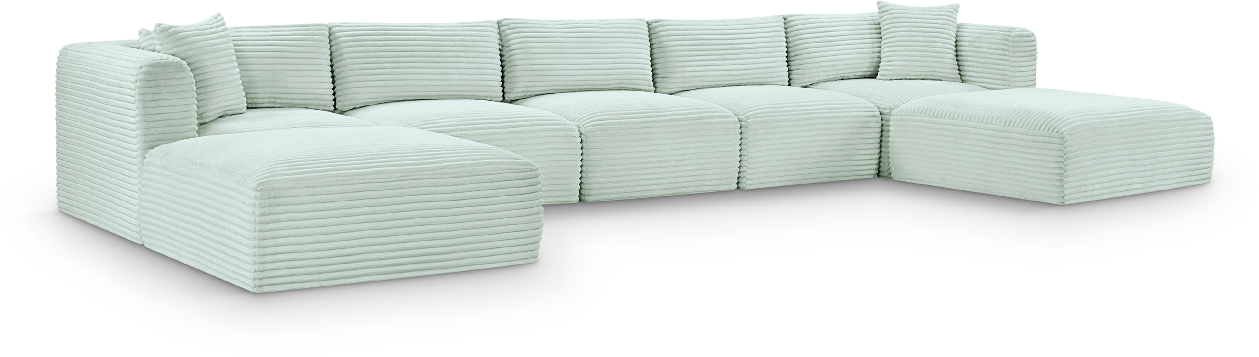 Shaggy - 7 Piece Modular Sectional With 2 Ottomans - Mint