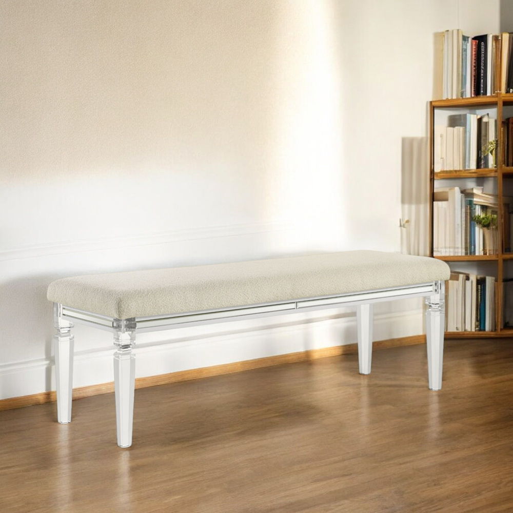 Tarian - Bench - Pearl White, silver