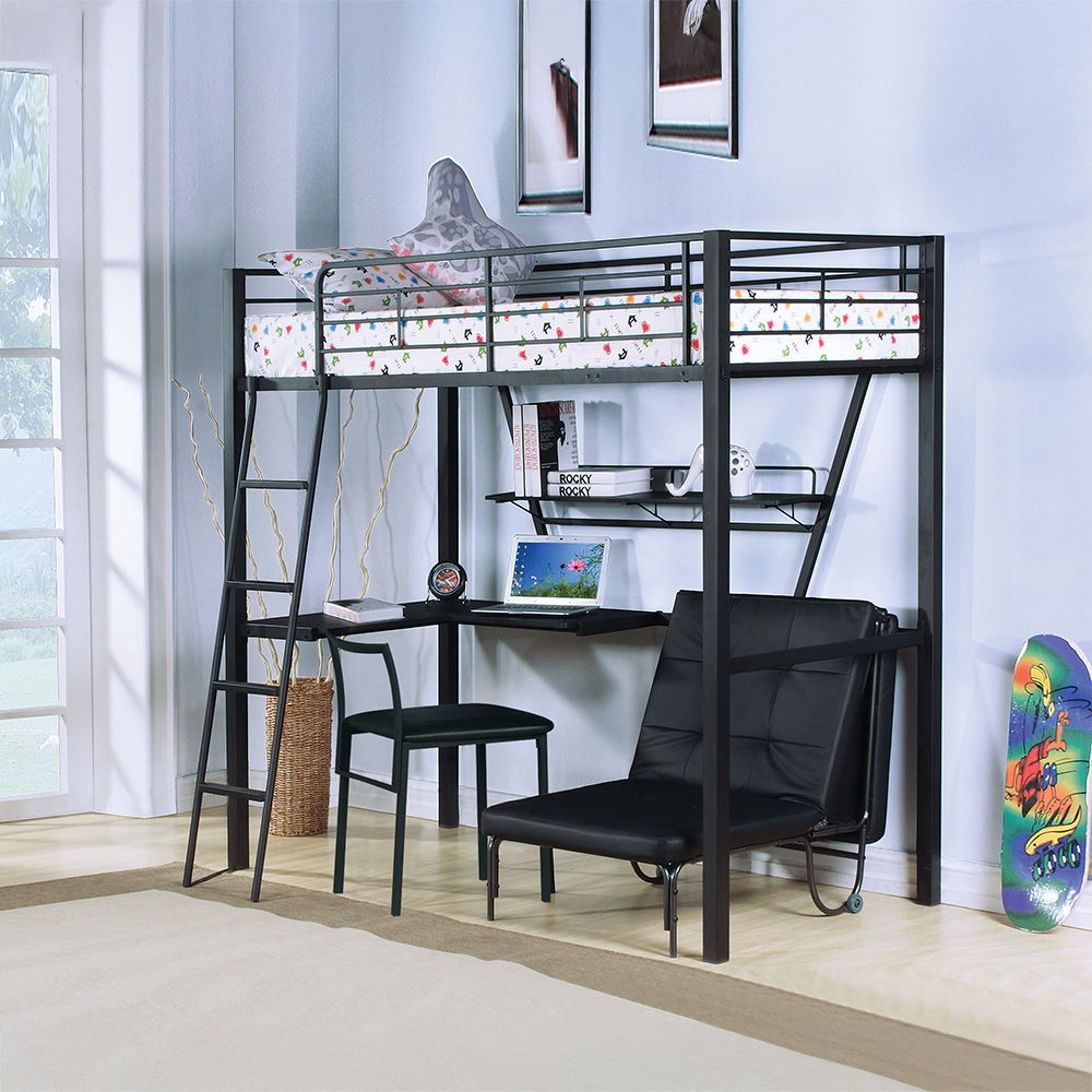 Senon - Adjustable Chair Futon - Silver & Black, black, view 6