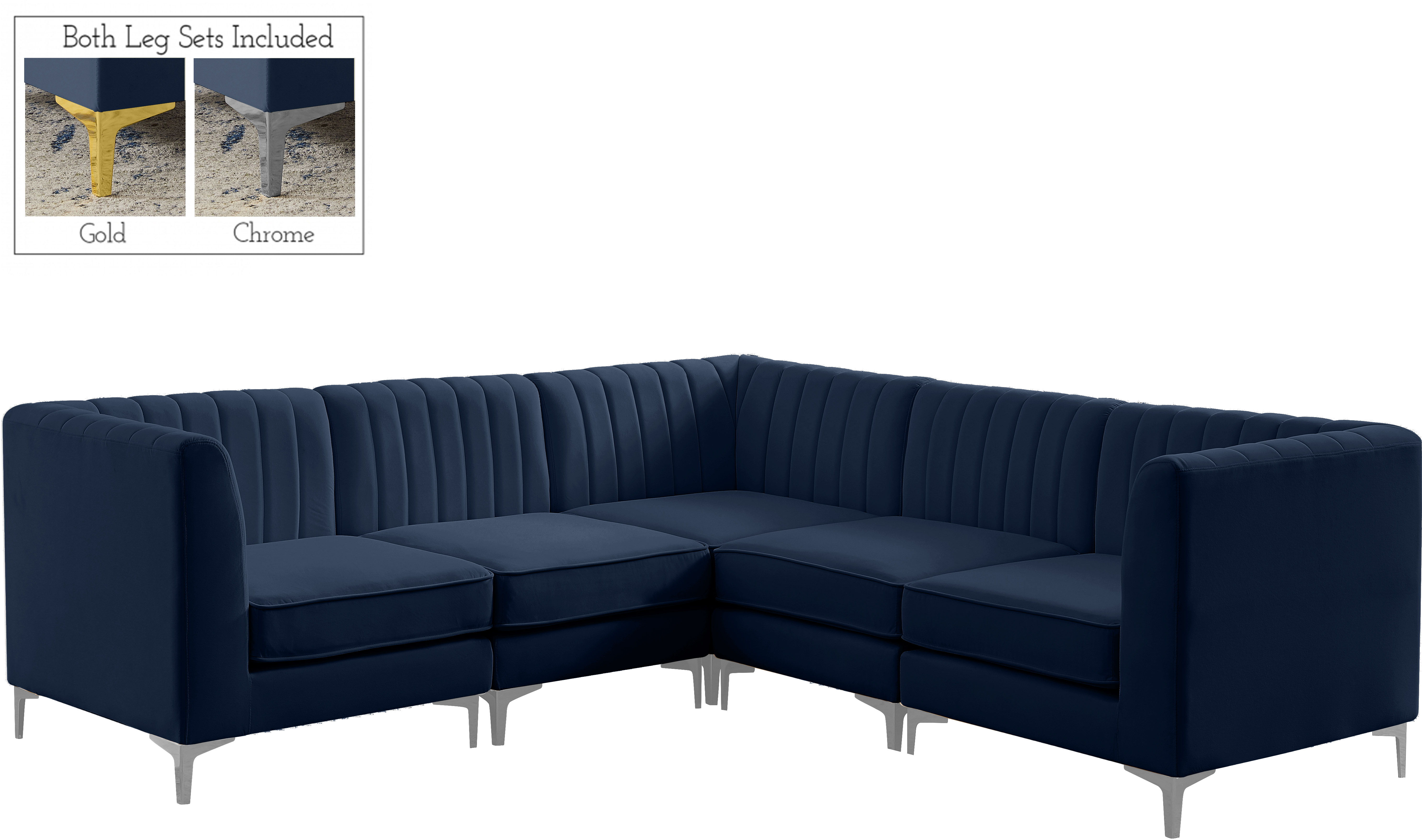 Alina - 5 Piece Modular Corner Sectional - Navy