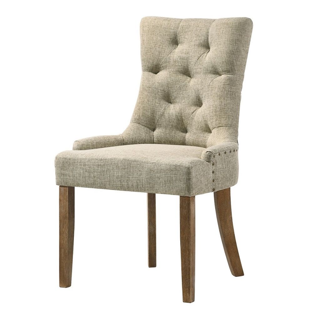Yotam - Side Chair (Set of 2) - Beige Fabric & Salvaged Oak, beige, view 2