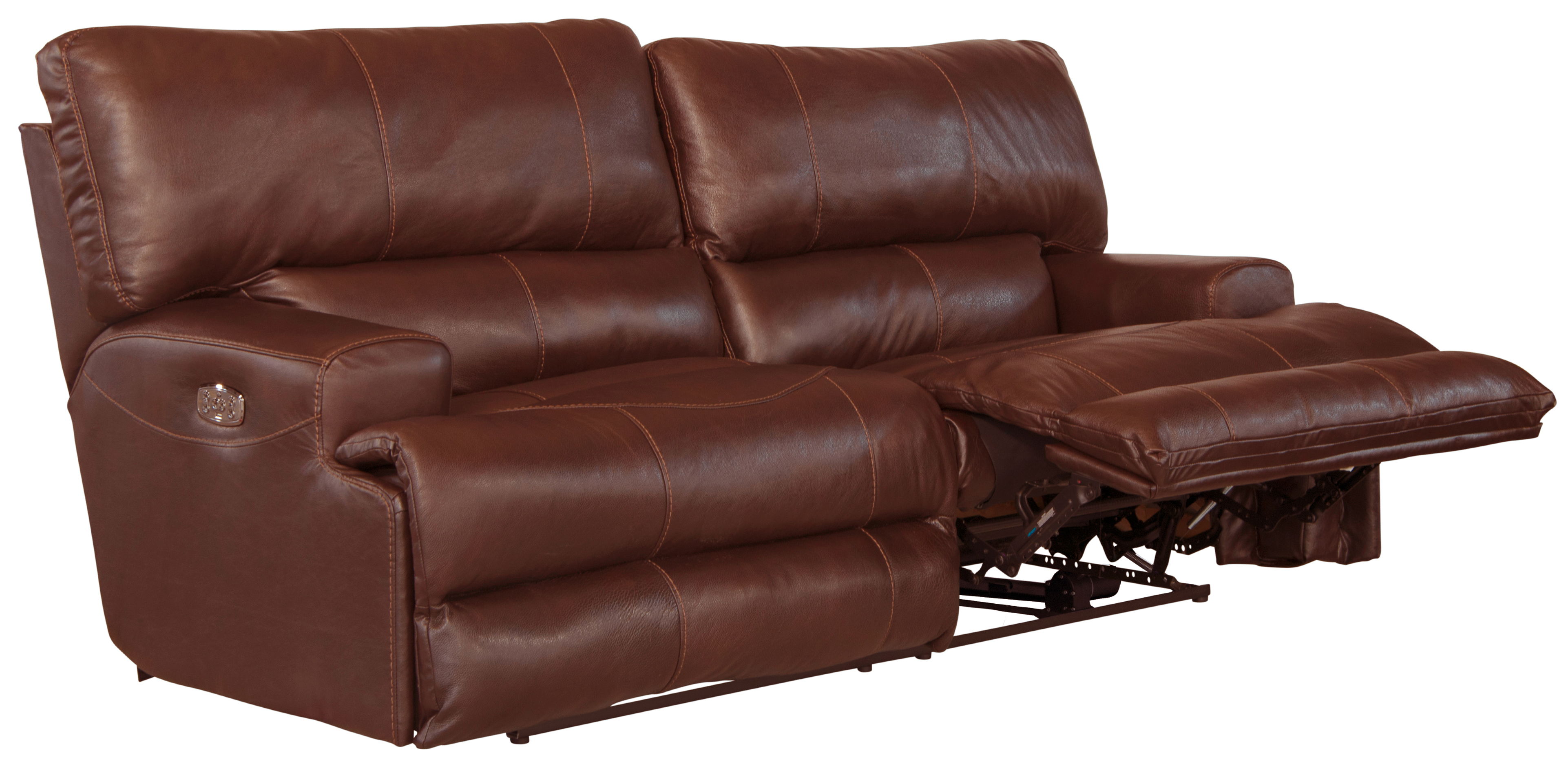 Wembley - Italian Leather Power Lay Flat Reclining Sofa With Power Adjustable Headrest & Lumbar - Walnut