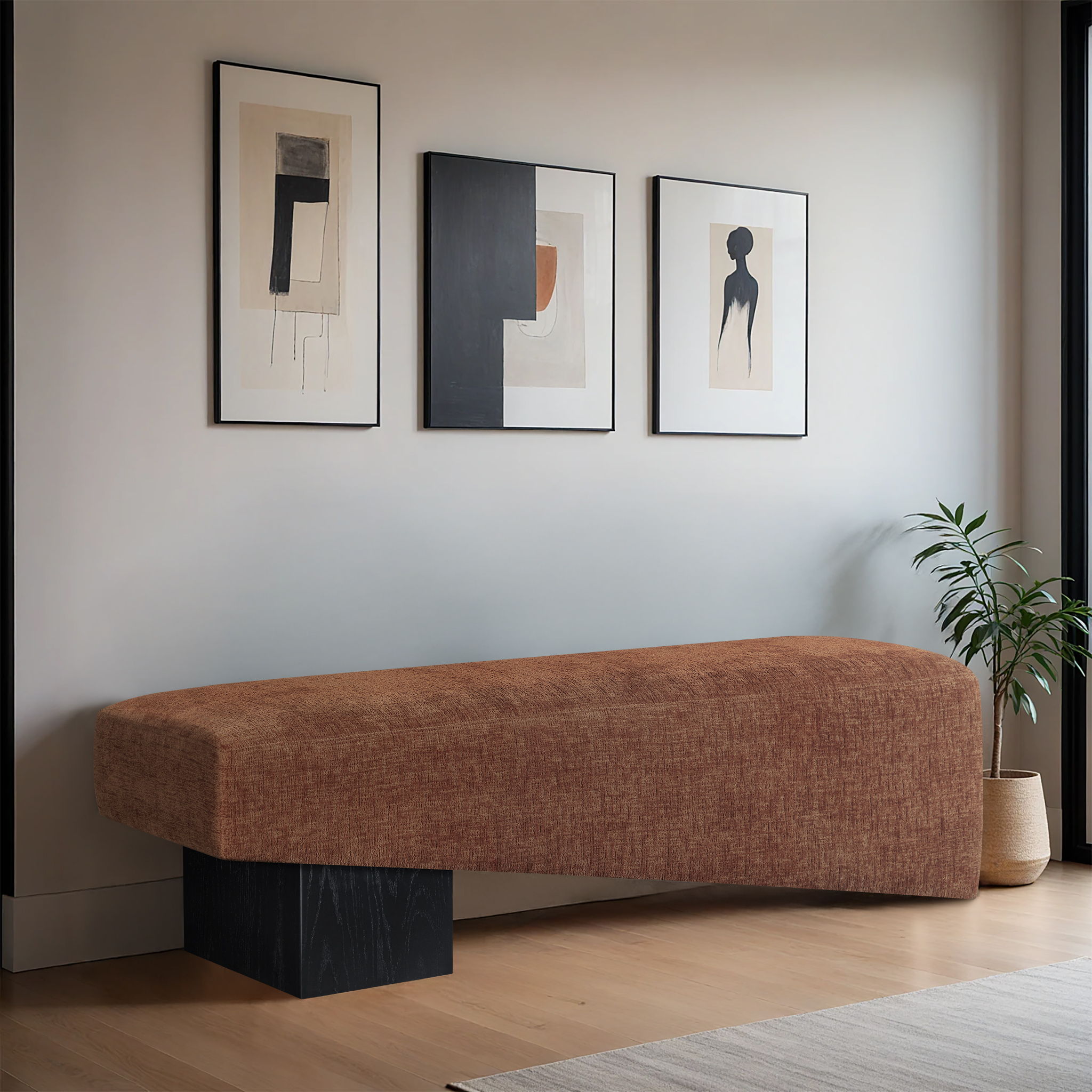 Alora - Bench With Black Base - Cognac