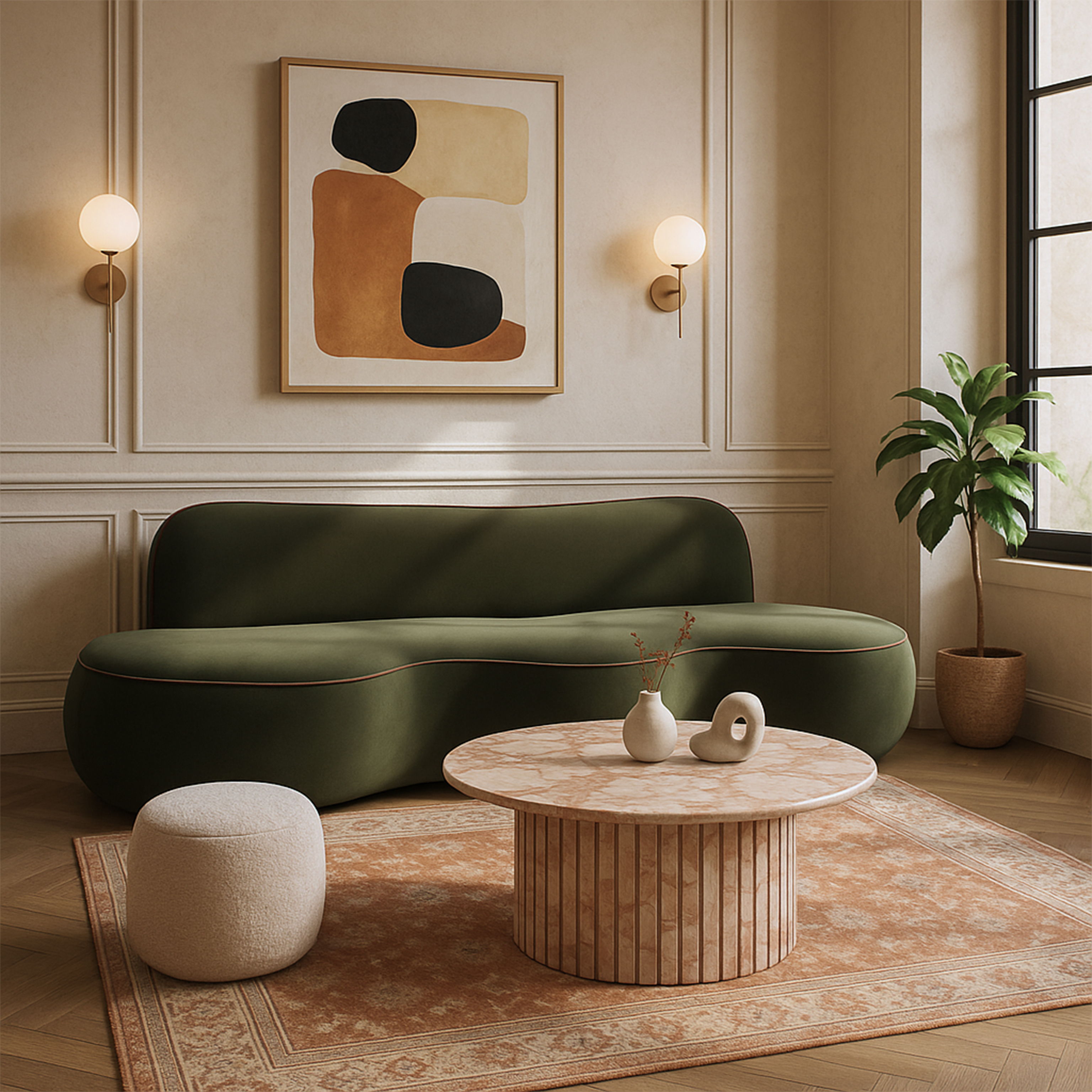 Swerve - Velvet 101" Upholstered Sofa - Green