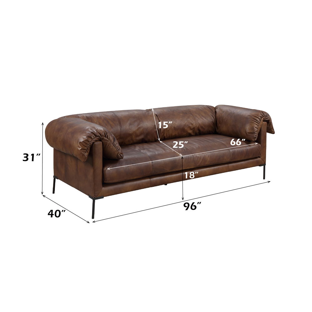 Jaron - Sofa - Mocha Top Grain Leather, dark brown, view 6