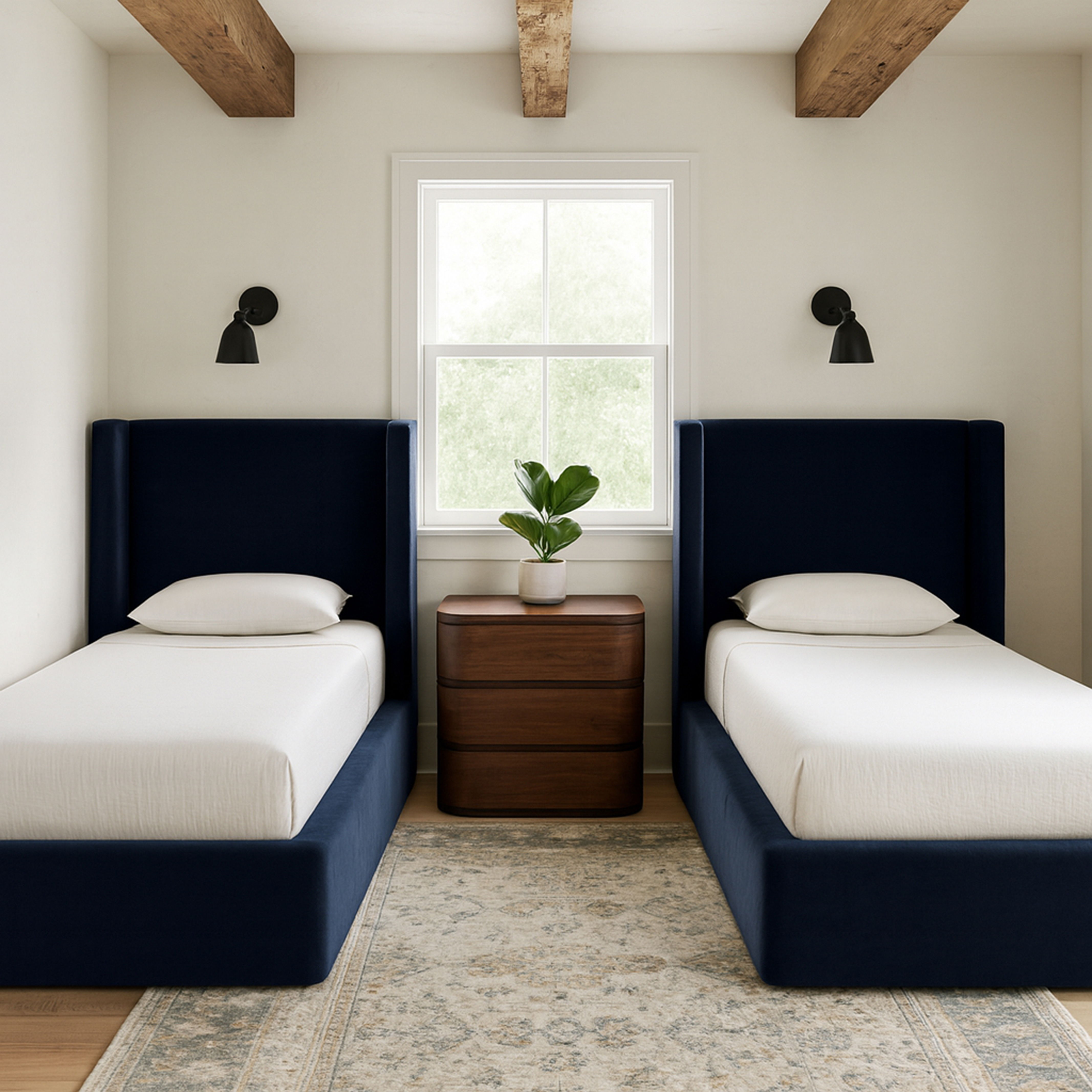 Kendall - Velvet Upholstered Twin Bed - Navy