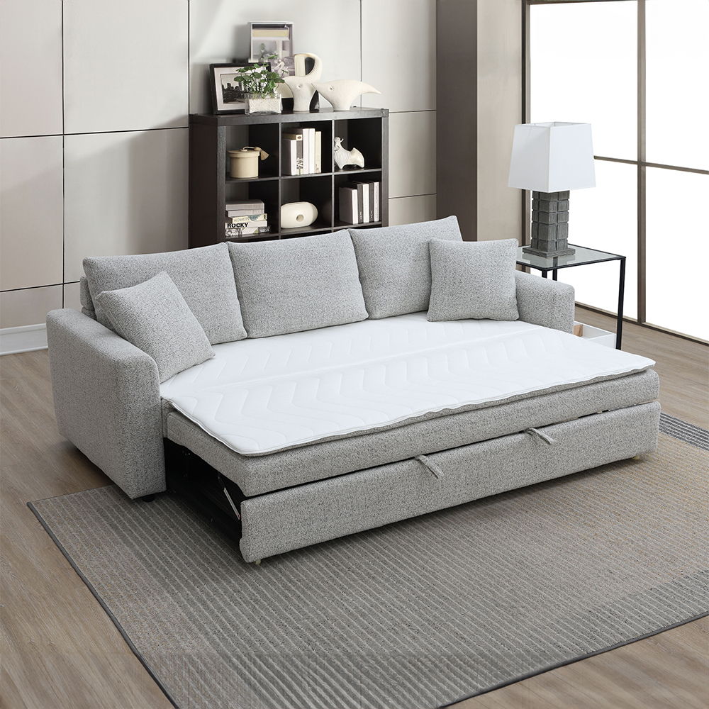 Connie - Sofa With Sleeper - Gray Boucle, beige, view 8