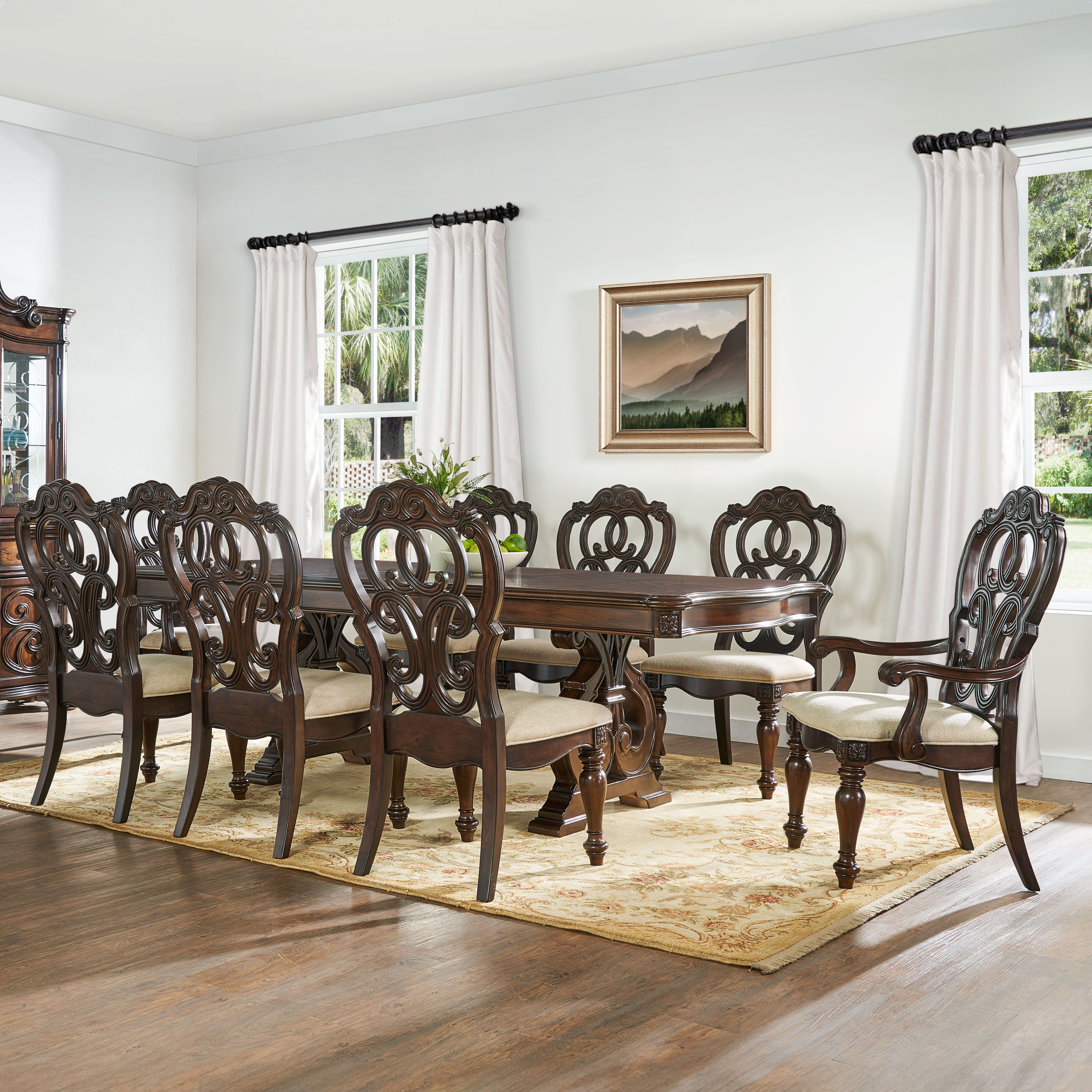 Royale - 10 Piece Dining Set With 2 Arm Chairs - Brown / Beige
