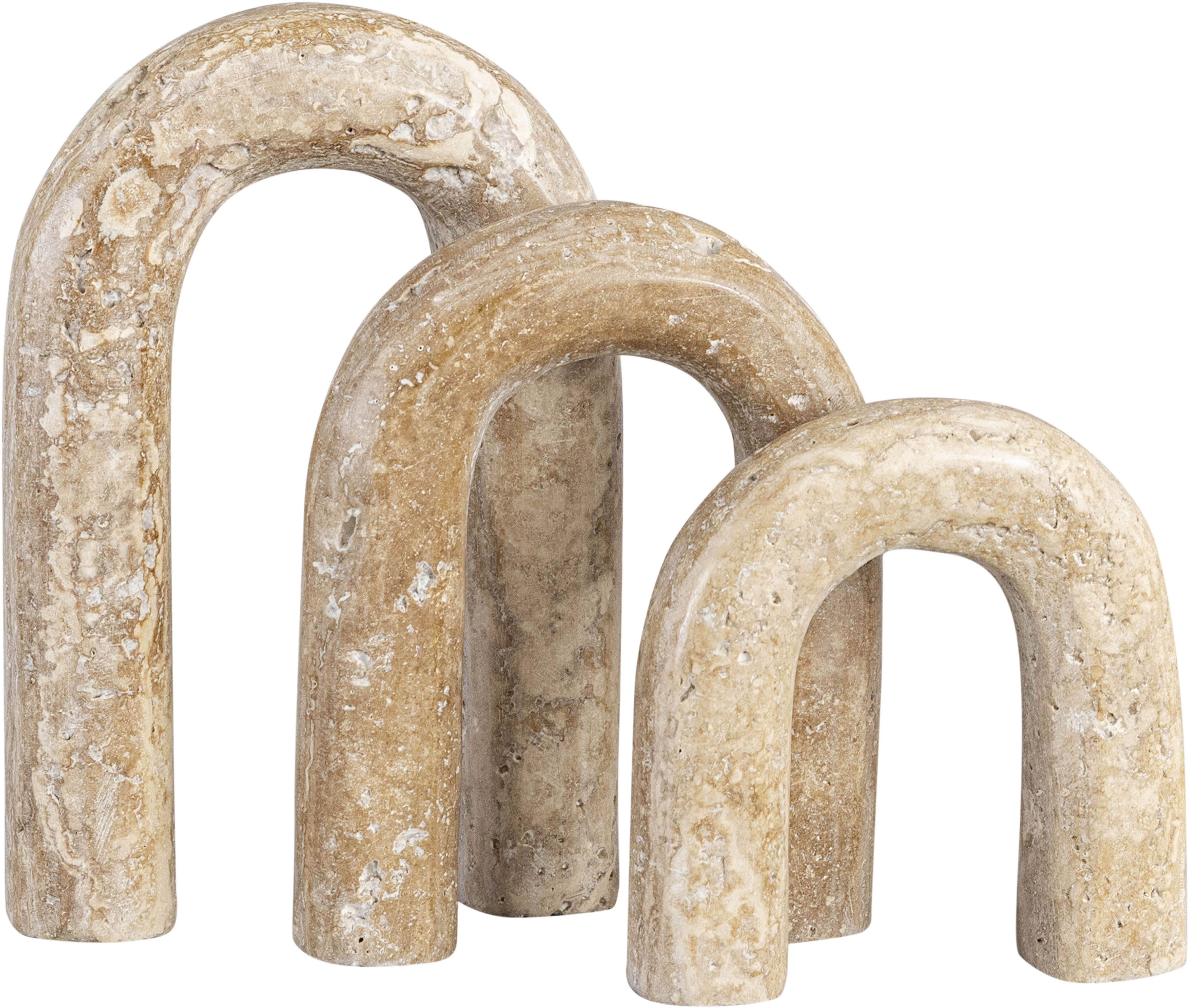 Arco - 3 Piece Travertine Decorative Object - Natural