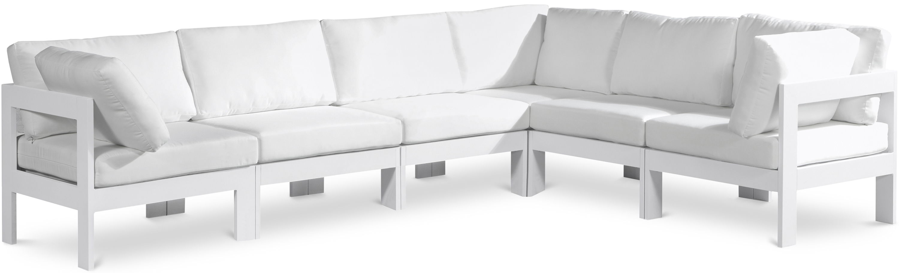 Nizuc - Outdoor Patio 6 Piece Modular Sectional With White Frame - White
