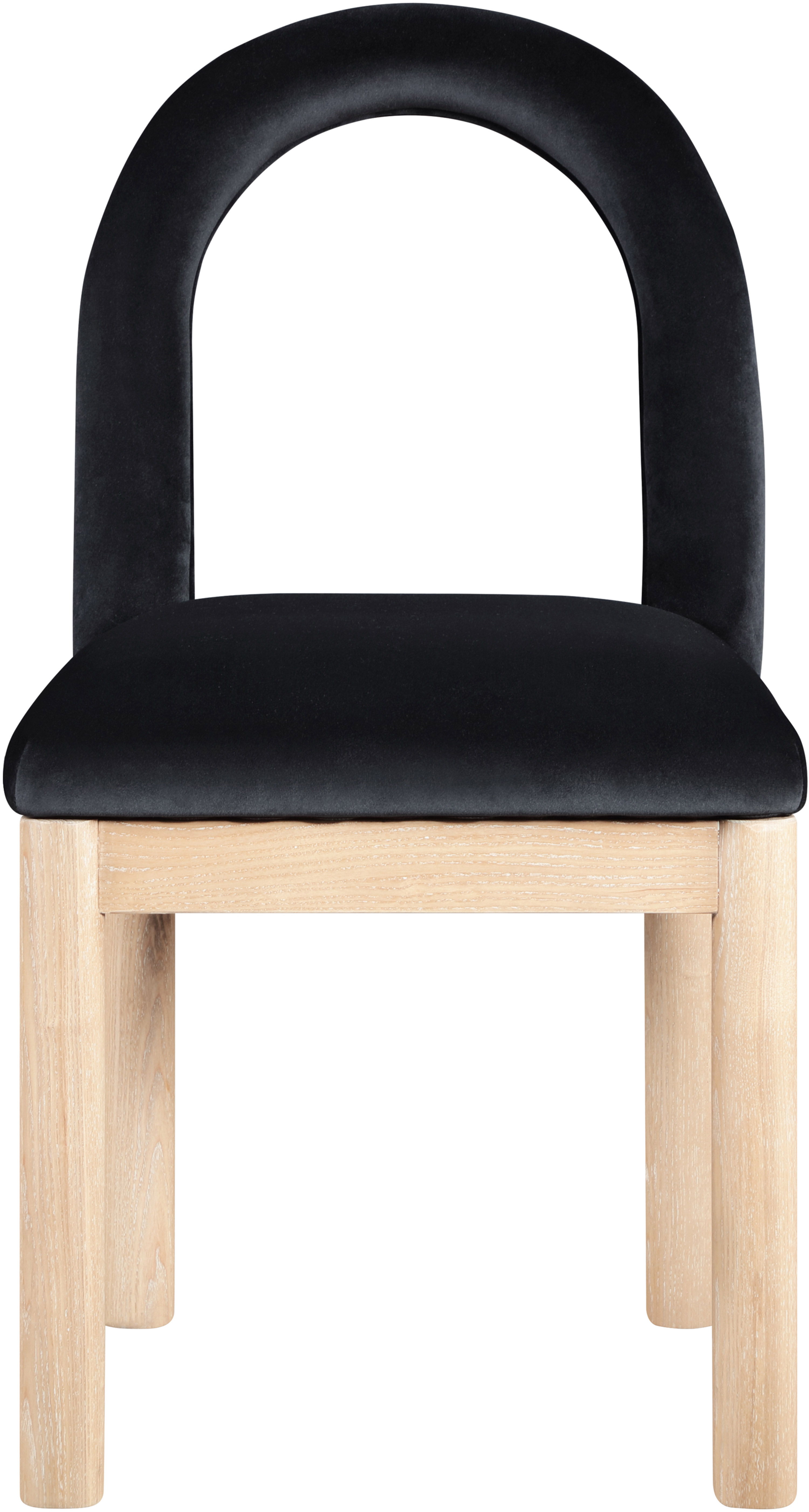 Conrad - Velvet Dining Chair With Natural Legs - Black