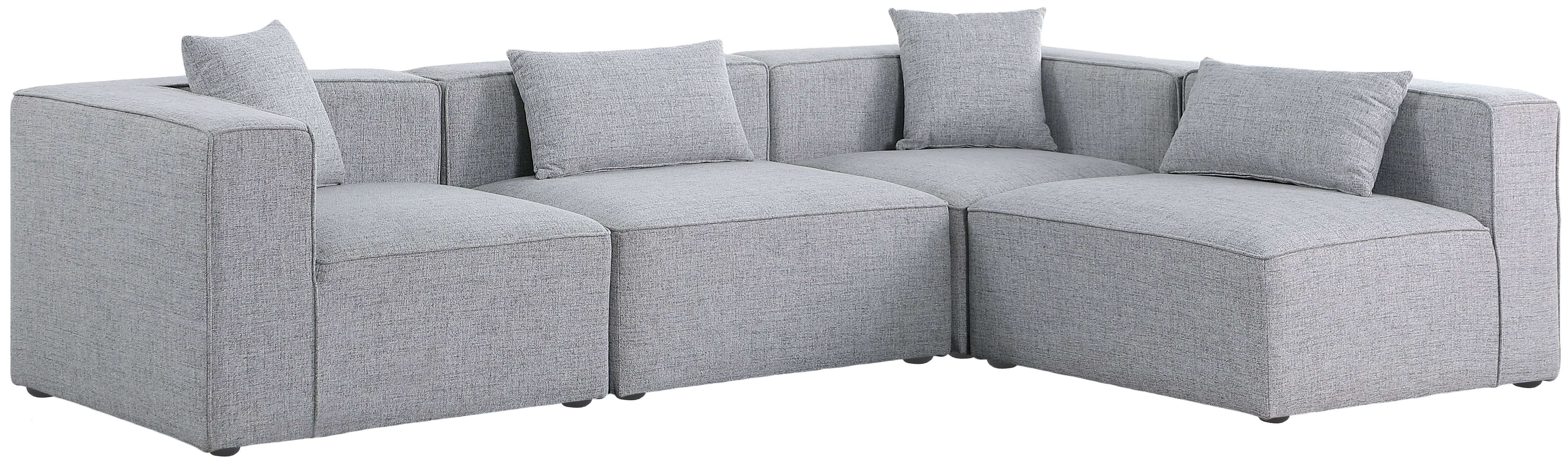Cube - Linen 4 Piece Modular Corner Sectional - Gray