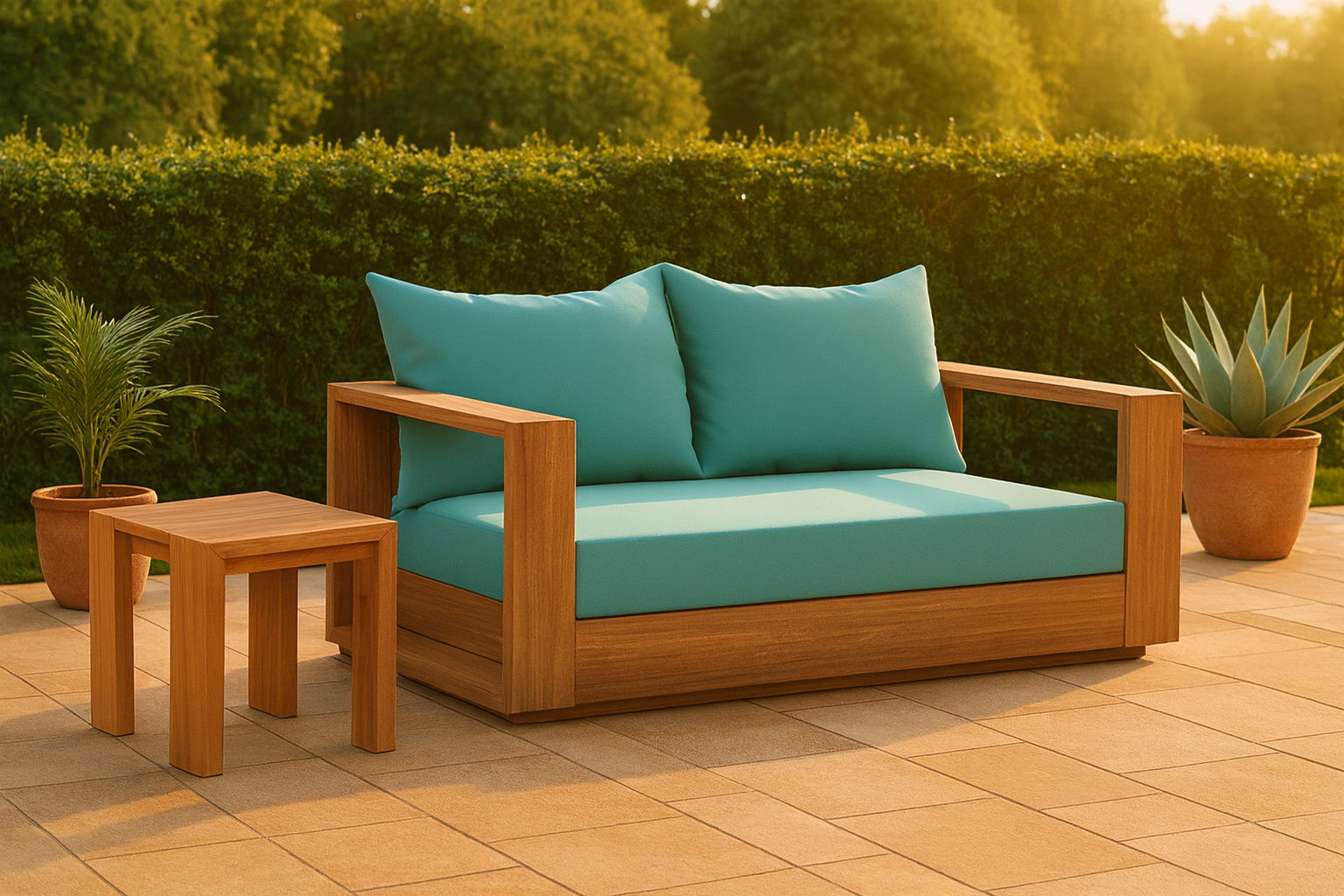 Tulum - Water Resistant Outdoor Loveseat - Blue