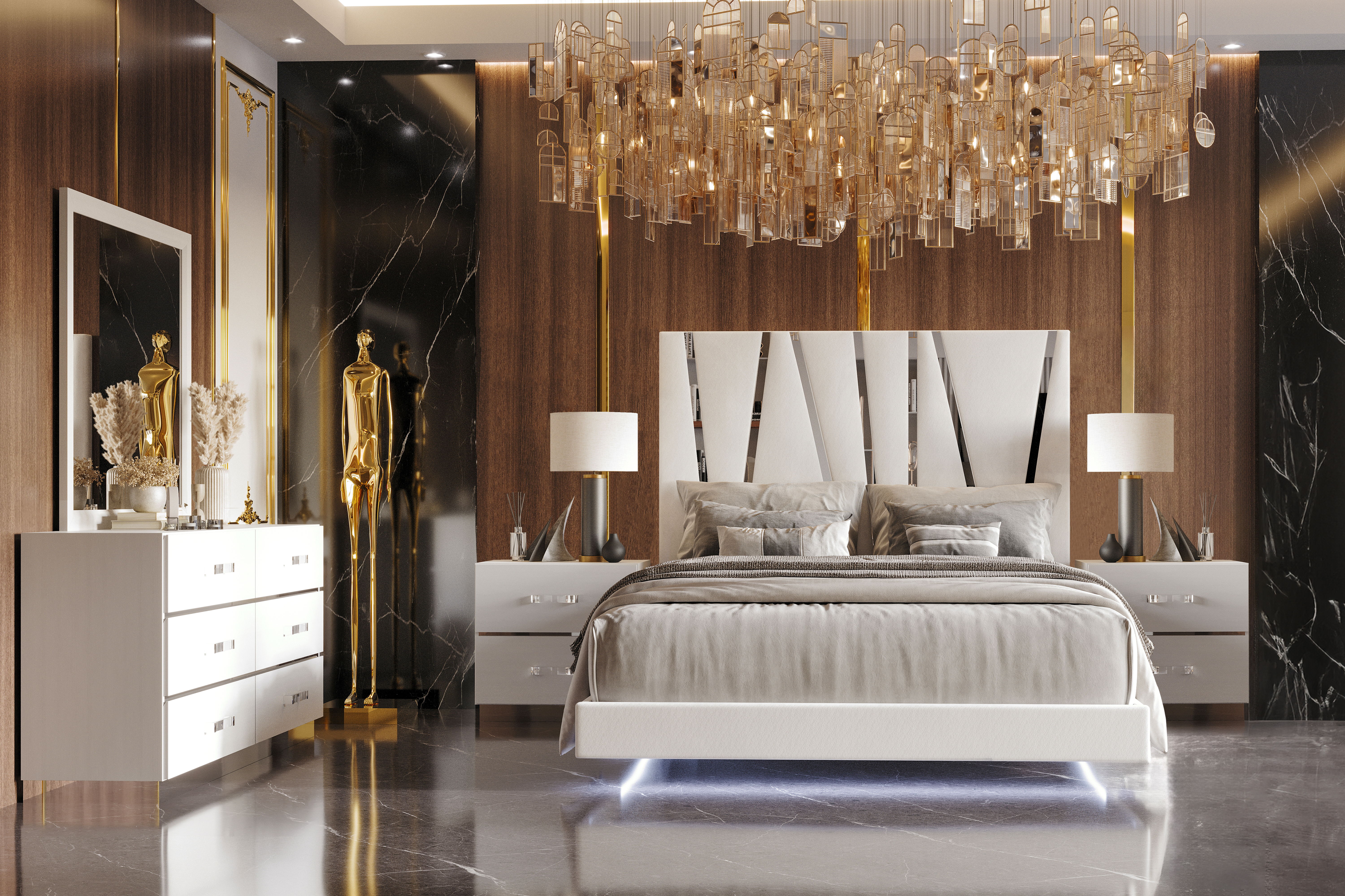 King · 5 Pc · Bed & Dresser & Mirror & 2 Nightstands