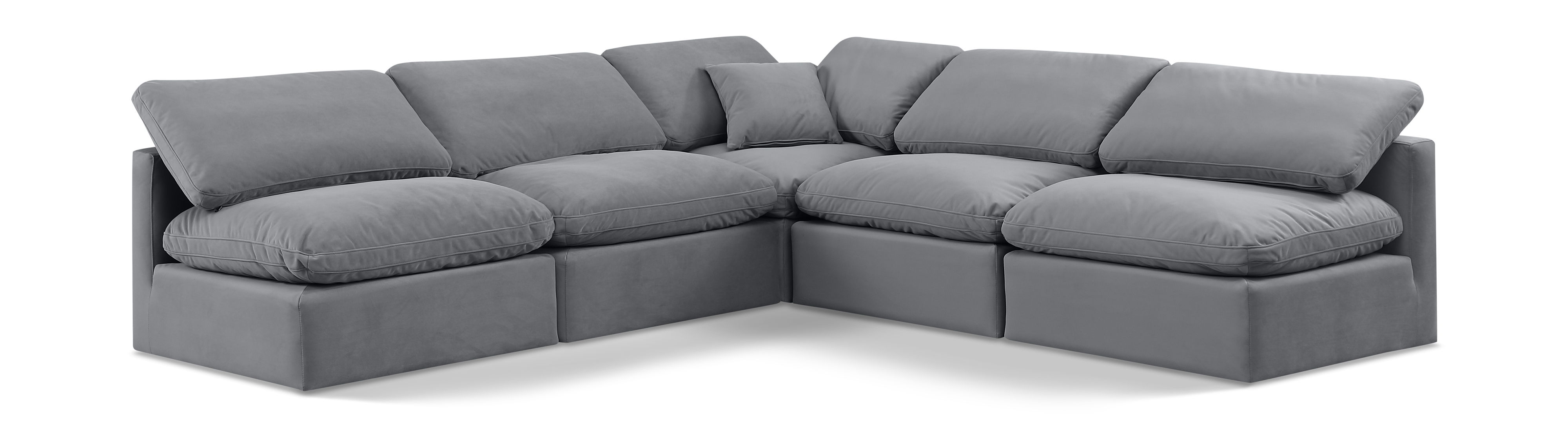 Indulge - Velvet 5 Piece Modular Corner Armless Sectional - Gray