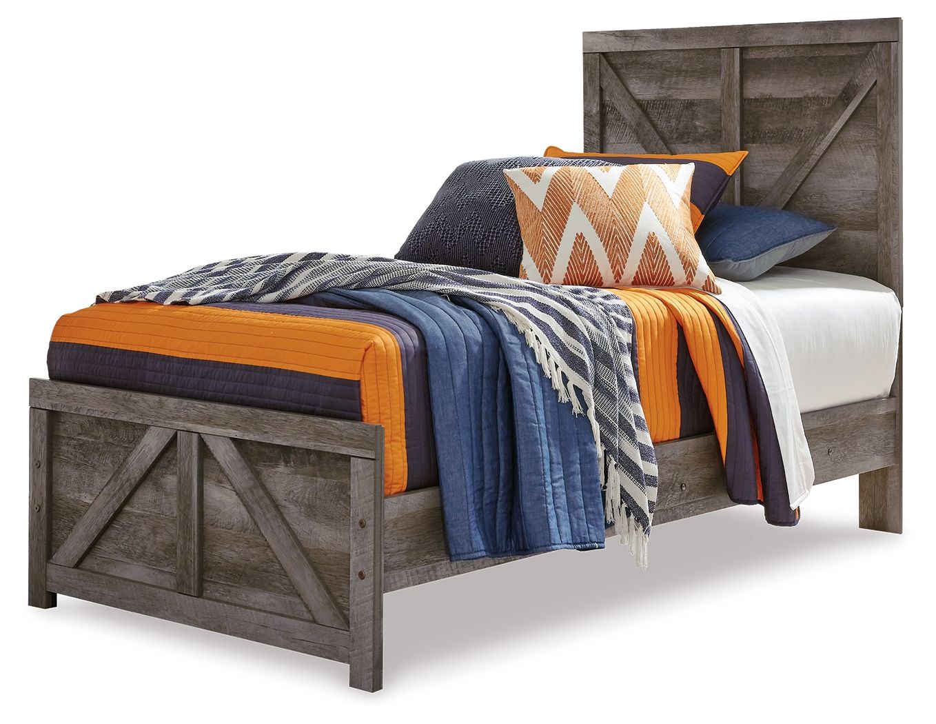 Wynnlow - Twin Crossbuck Panel Bed - Gray