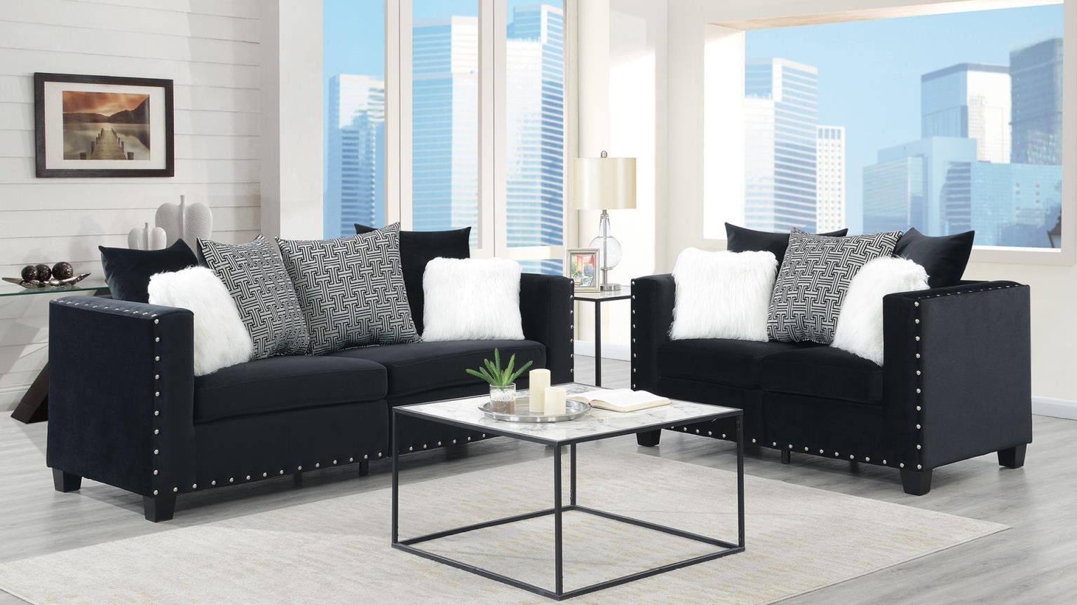 U516 - 2 Piece Living Room Set (Sofa & Loveseat) - Black