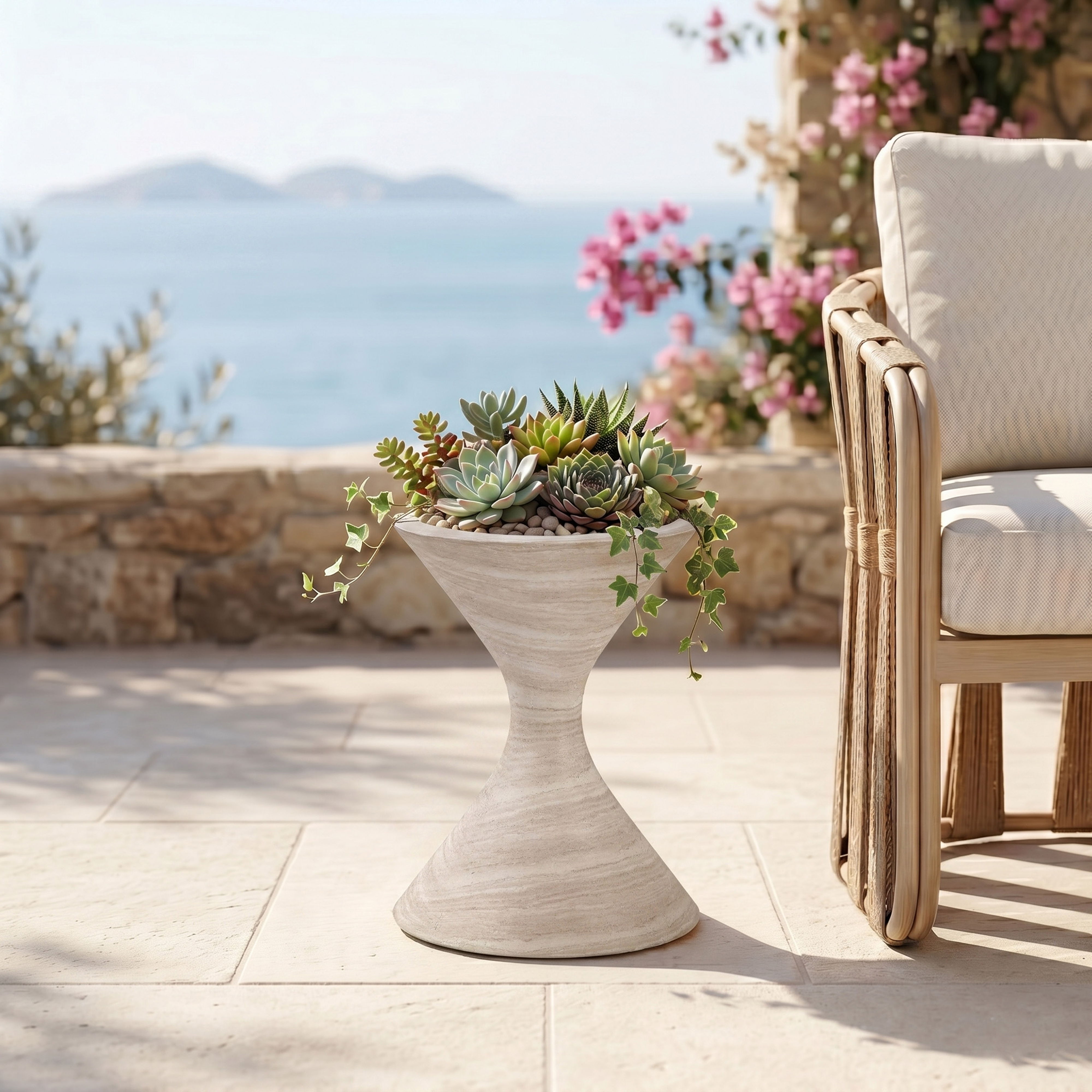 Vessa - 24" Indoor / Outdoor Concrete Planter - Travertine