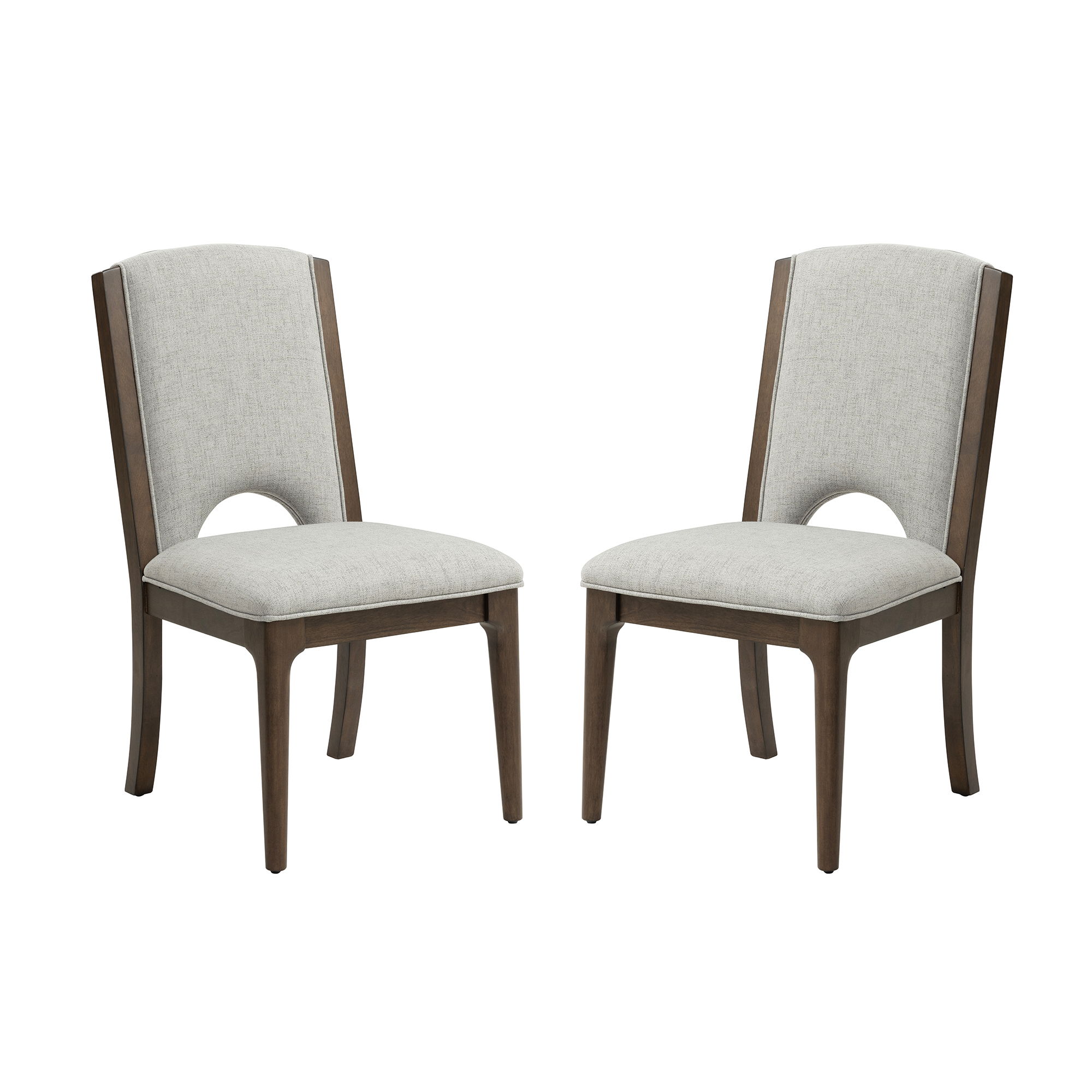 Athens - Upholstered Dining Chair (Set of 2) - Light Gray / Chocolate Brown, light gray