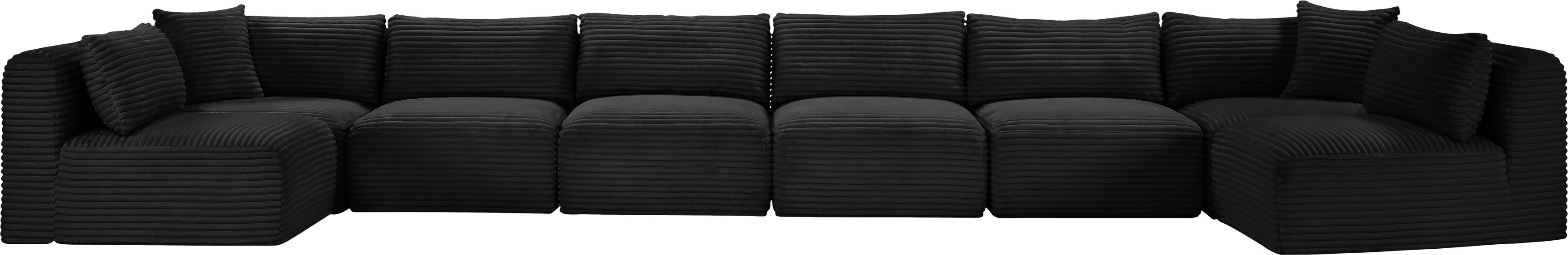 Shaggy - 8 Piece Modular U-Shaped Armless Sectional - Black