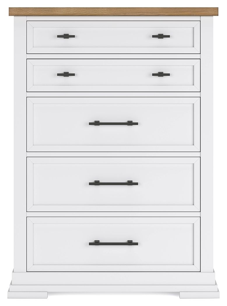 Ashley Furniture Ashbryn - Five Drawer Chest - White / Natural - Image 6